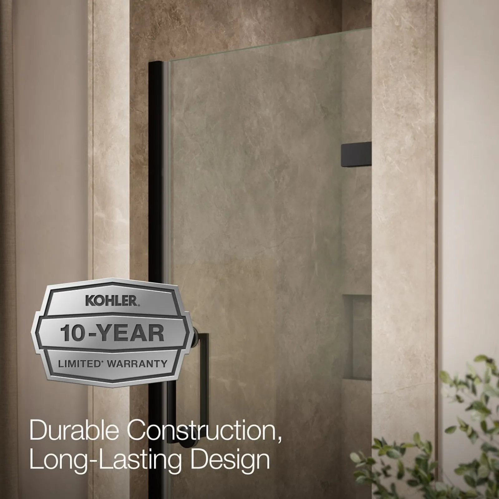 29-5/8"-30-3/8" W x 71-5/8" H pivot shower door with 3/8"-thick Crystal Clear glass^Kohler New