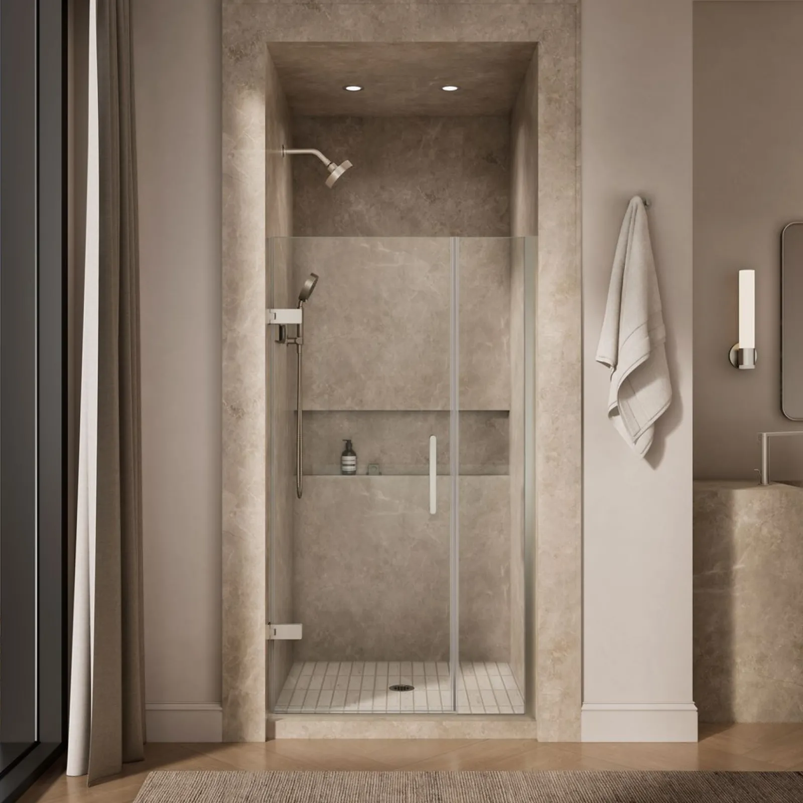 39-5/8"-40-3/8" W x 71-9/16" H pivot shower door with 3/8"-thick Crystal Clear glass^Kohler Sale