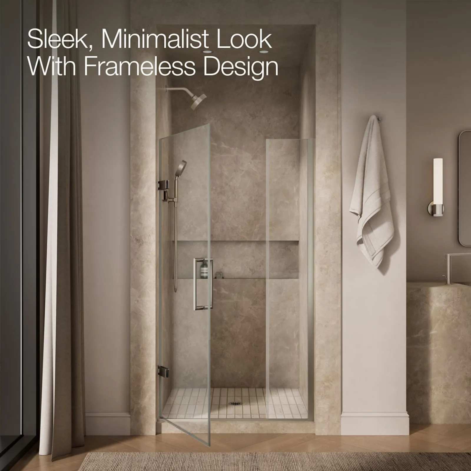 39-5/8"-40-3/8" W x 71-9/16" H pivot shower door with 3/8"-thick Crystal Clear glass^Kohler Sale