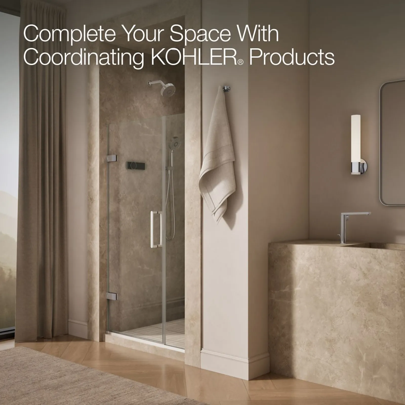 39-5/8"-40-3/8" W x 71-9/16" H pivot shower door with 3/8"-thick Crystal Clear glass^Kohler Sale