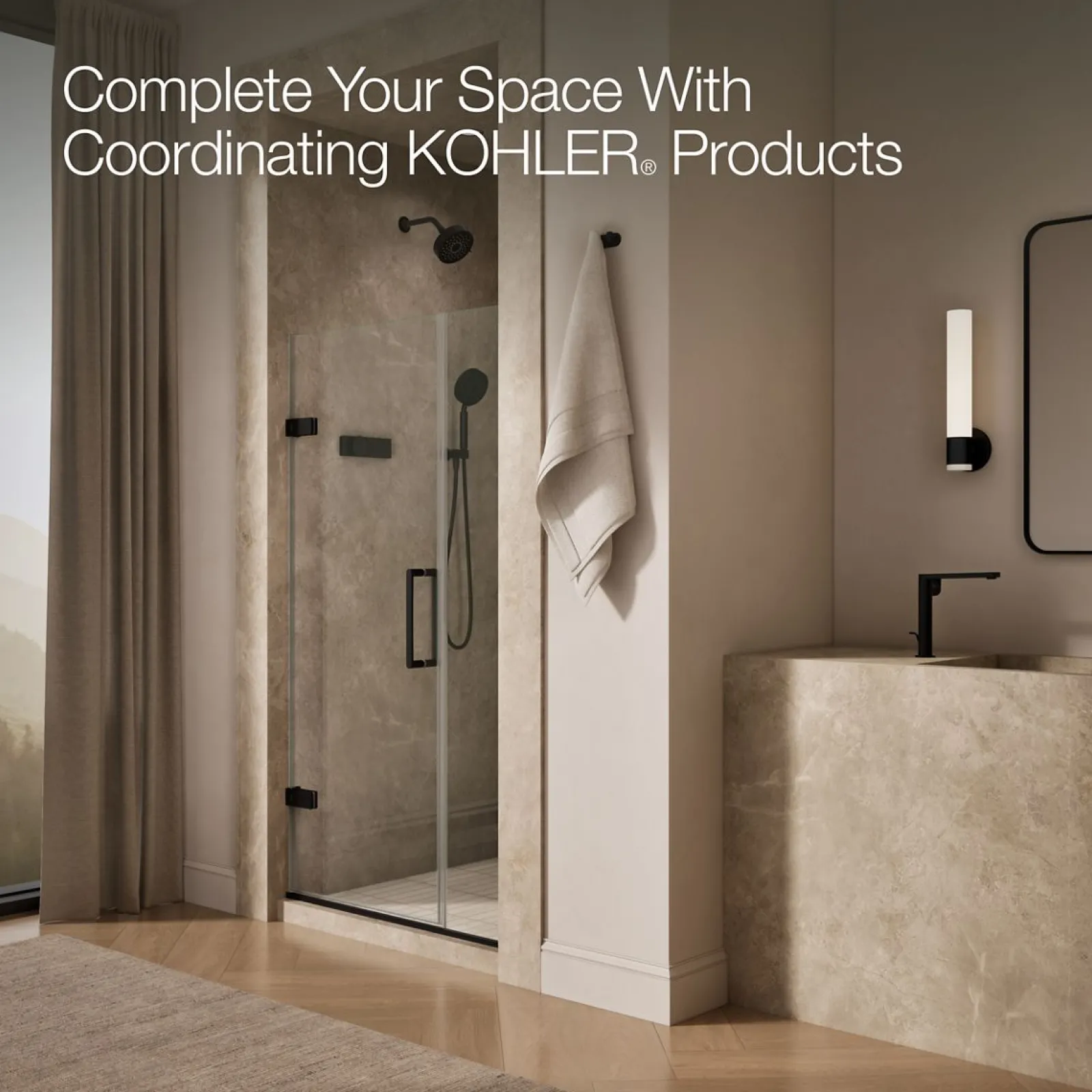 39-5/8"-40-3/8" W x 71-9/16" H pivot shower door with 3/8"-thick Crystal Clear glass^Kohler Sale