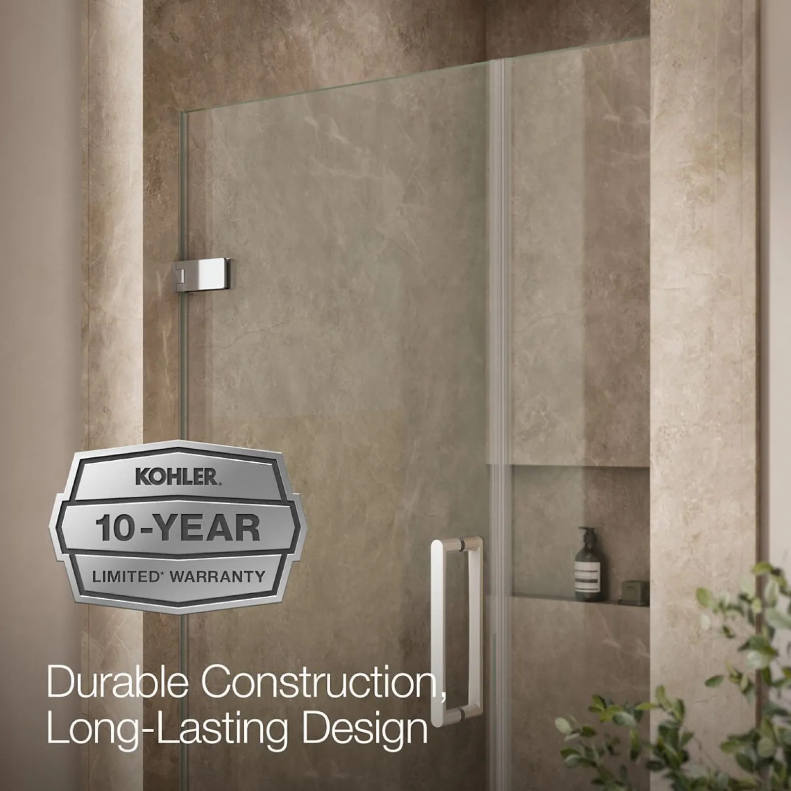 39-5/8"-40-3/8" W x 71-9/16" H pivot shower door with 3/8"-thick Crystal Clear glass^Kohler Sale