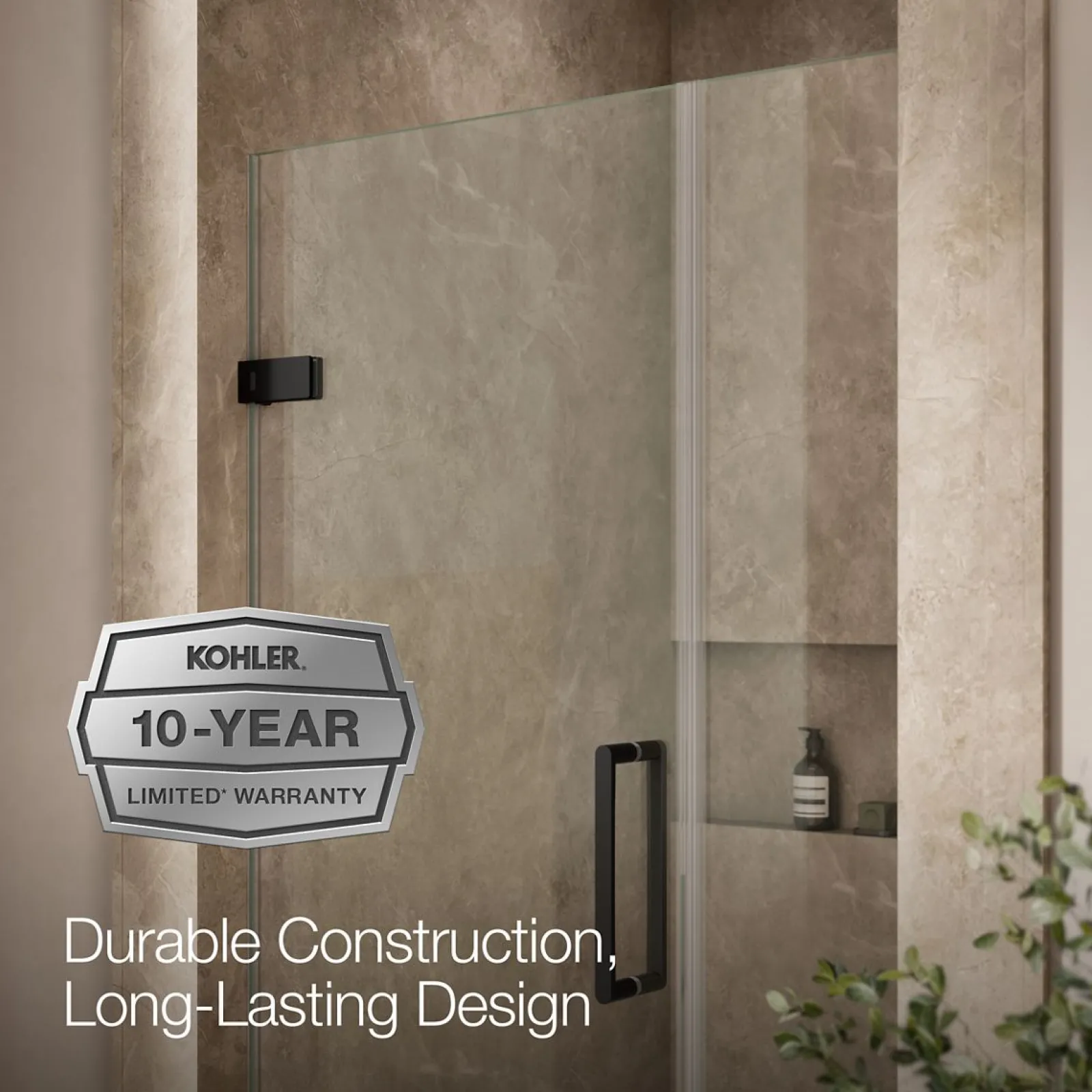 39-5/8"-40-3/8" W x 71-9/16" H pivot shower door with 3/8"-thick Crystal Clear glass^Kohler Sale