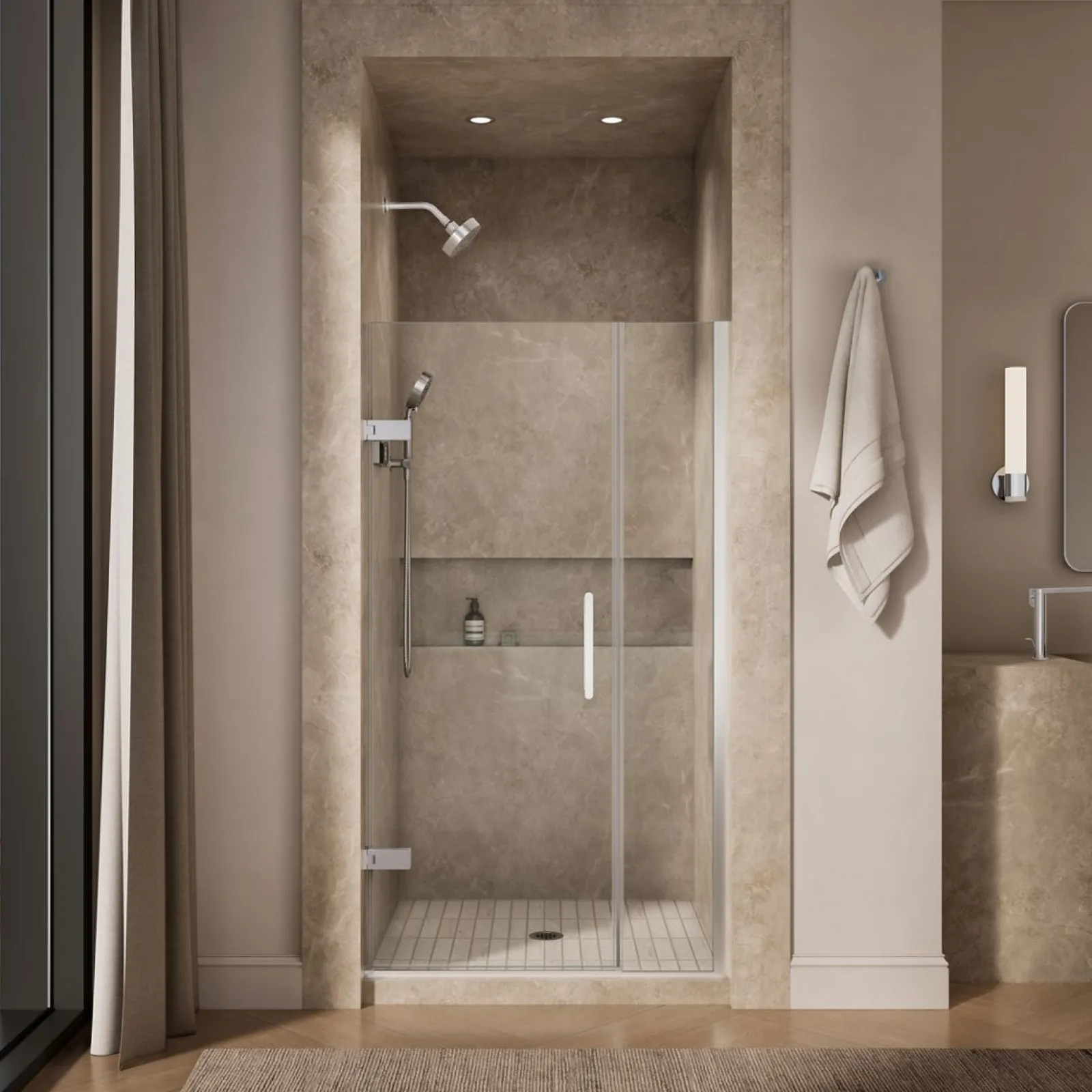 39-5/8"-40-3/8" W x 71-9/16" H pivot shower door with 3/8"-thick Crystal Clear glass^Kohler Sale