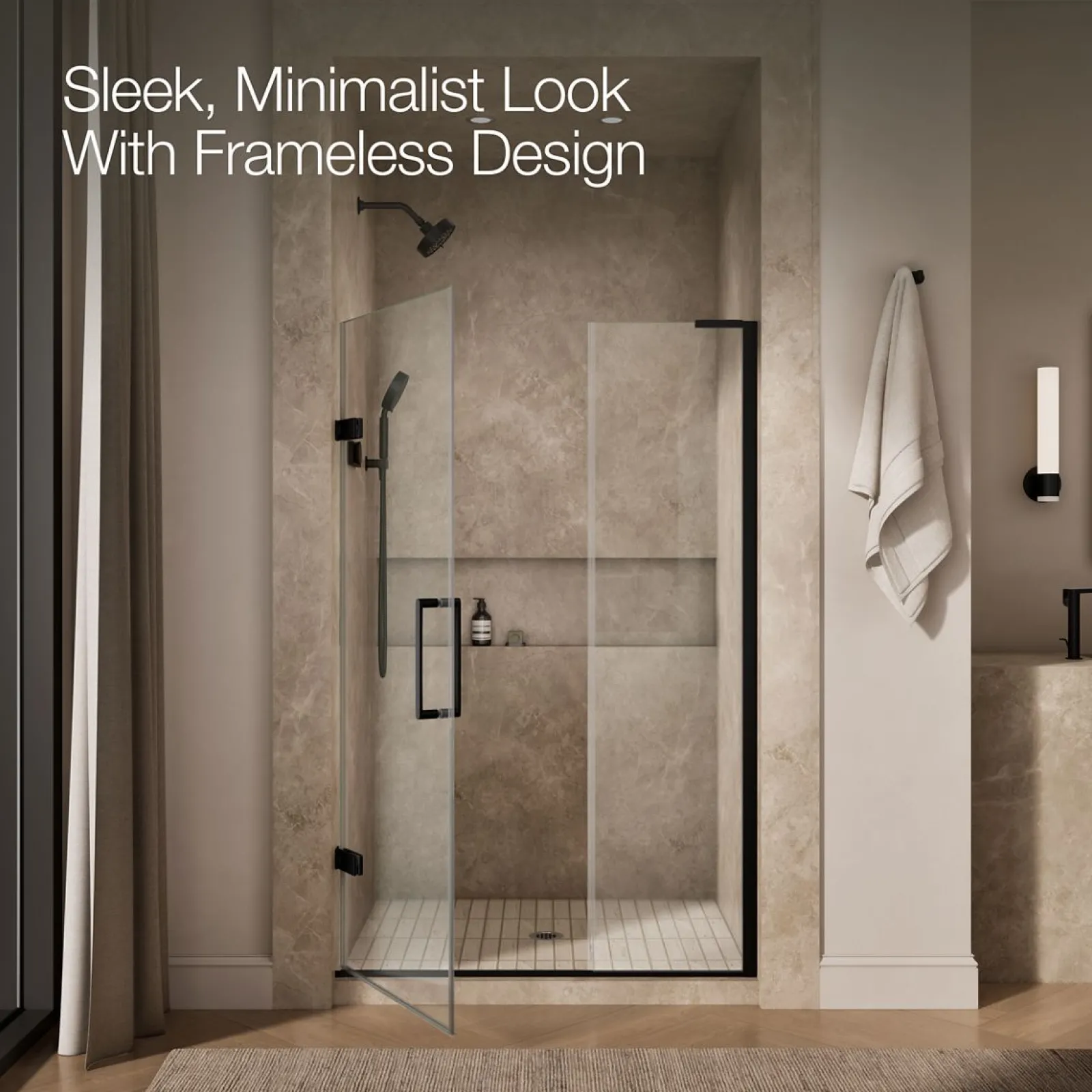 46"-46-3/4" W x 71-3/4" H pivot shower door with 3/8"-thick Crystal Clear glass^Kohler Online