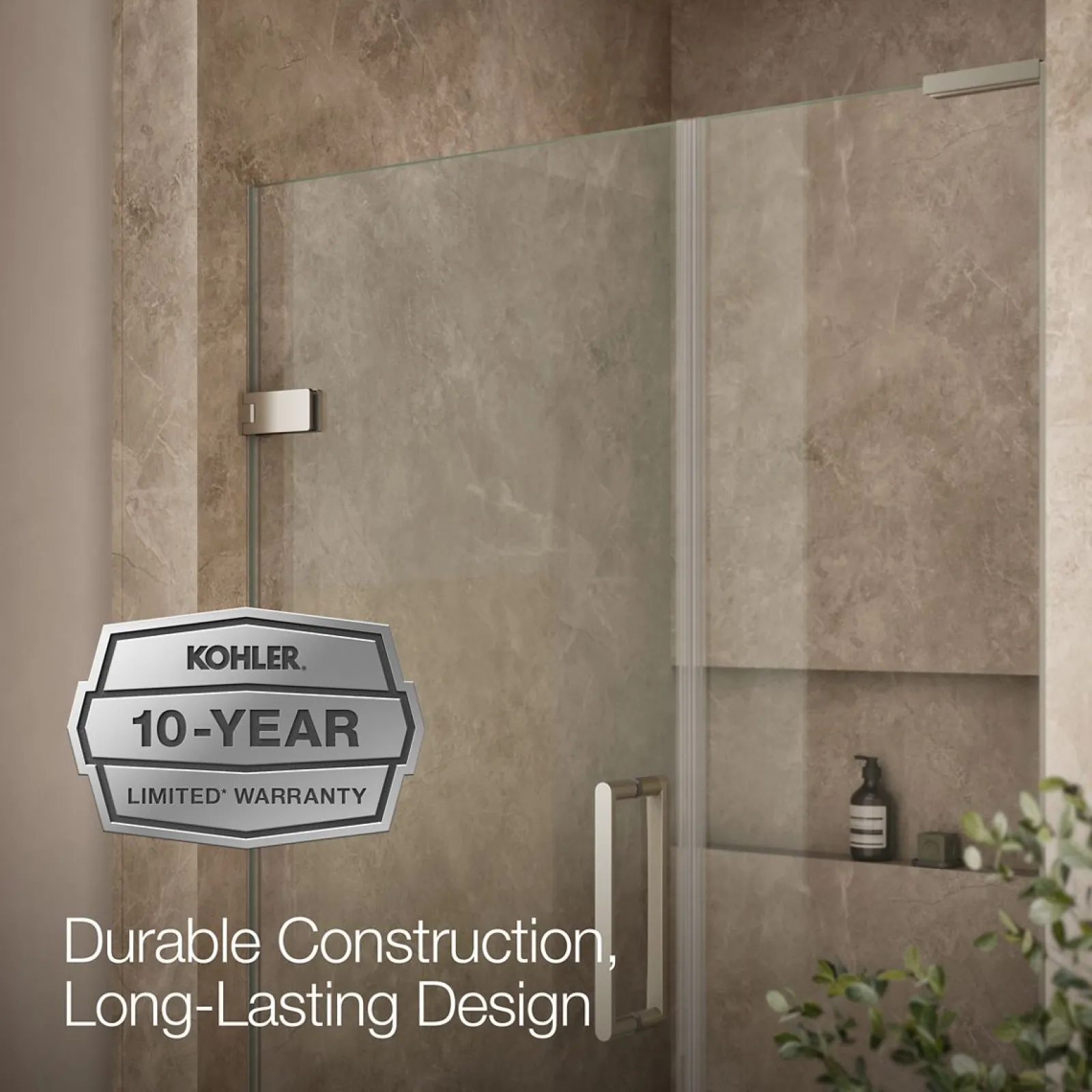 46"-46-3/4" W x 71-3/4" H pivot shower door with 3/8"-thick Crystal Clear glass^Kohler Online