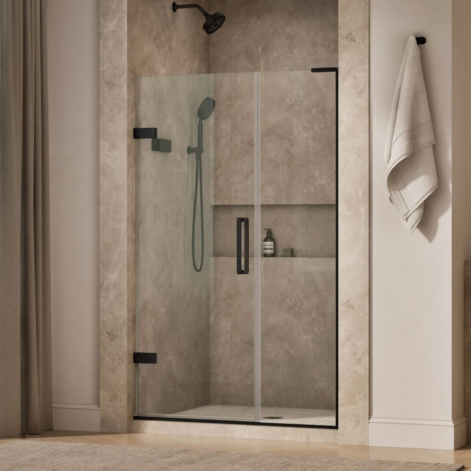 46"-46-3/4" W x 71-3/4" H pivot shower door with 3/8"-thick Crystal Clear glass^Kohler Online