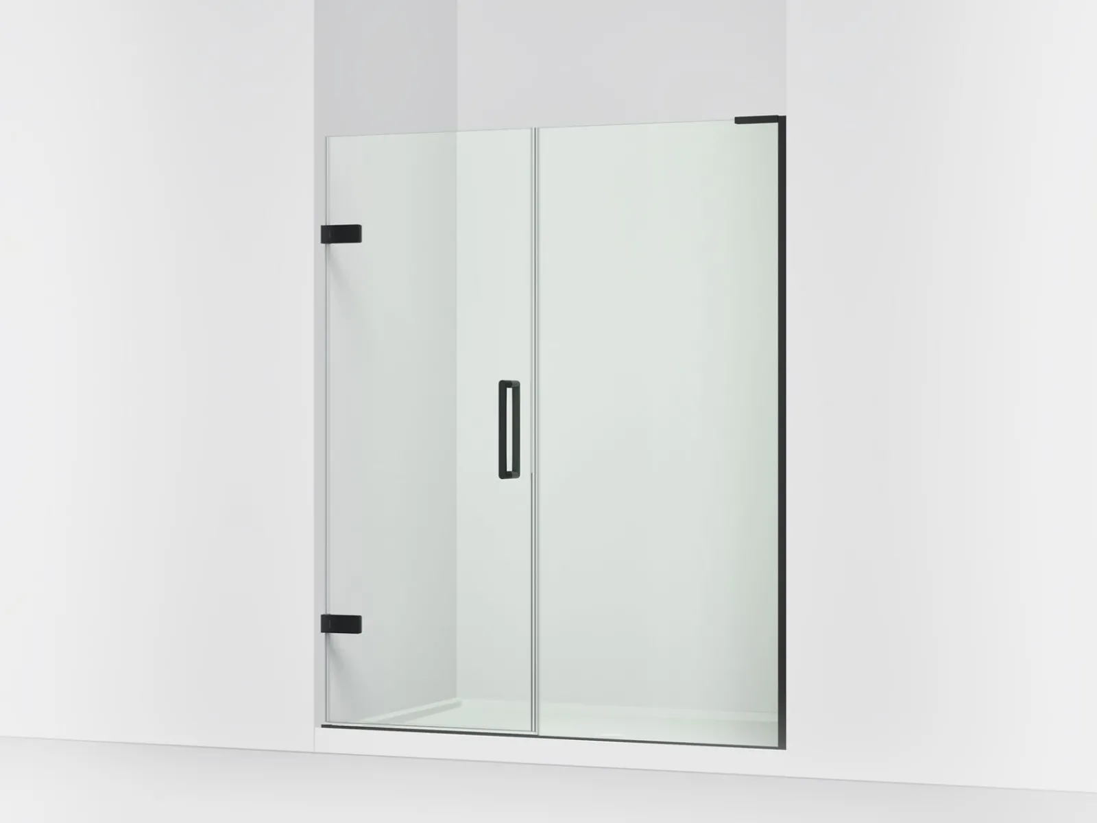 57-1/4"-58" W x 71-3/4" H pivot shower door with 3/8"-thick Crystal Clear glass^Kohler Hot