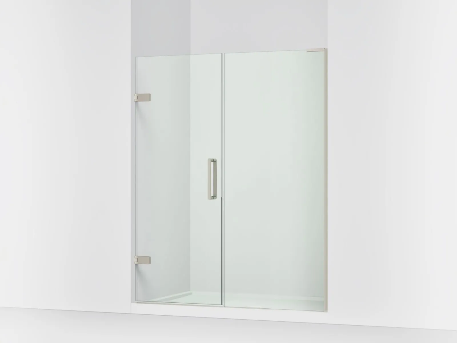 57-1/4"-58" W x 71-3/4" H pivot shower door with 3/8"-thick Crystal Clear glass^Kohler Hot