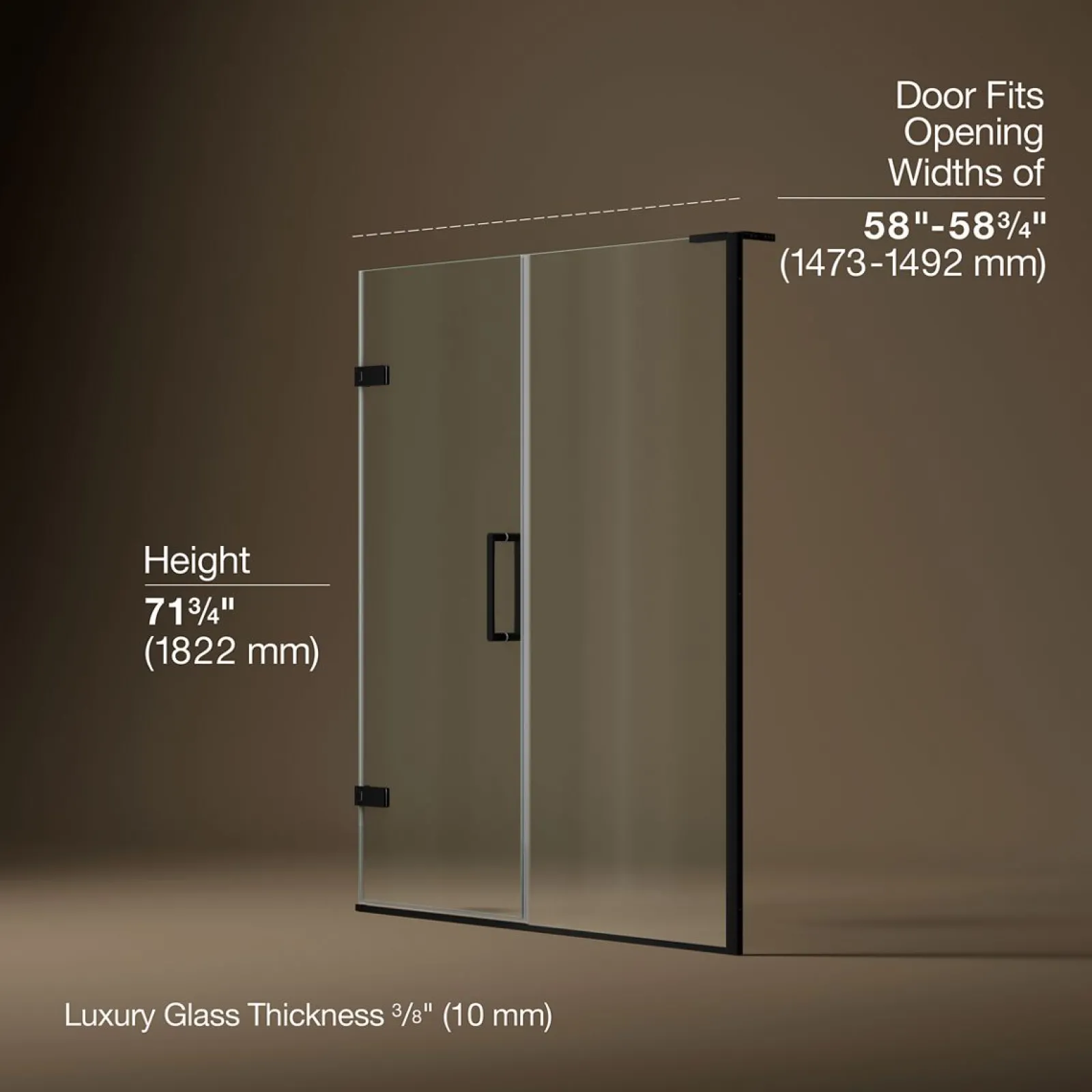 58"-58-3/4" W x 71-3/4" H pivot shower door with 3/8"-thick Crystal Clear glass^Kohler Discount