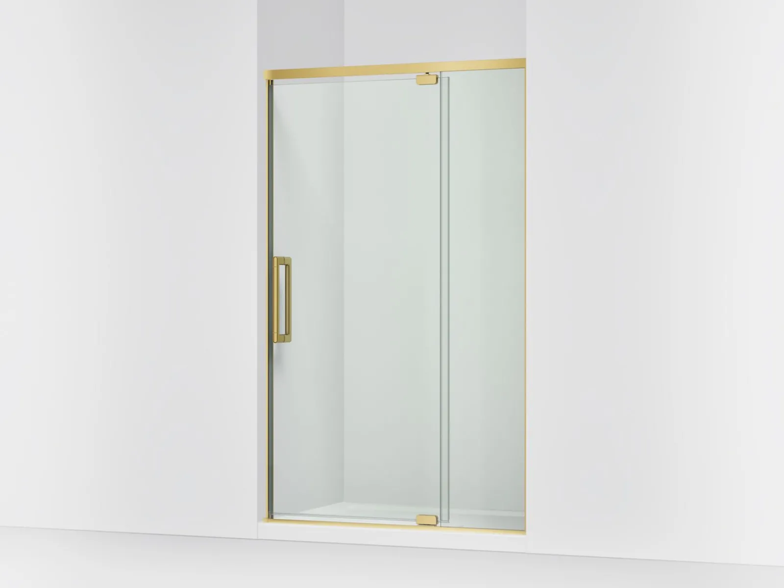 42"-48" W x 76" H pivot shower door with 5/16"-thick Crystal Clear glass^Kohler New