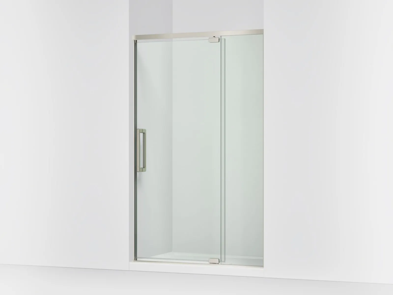 42"-48" W x 76" H pivot shower door with 5/16"-thick Crystal Clear glass^Kohler New
