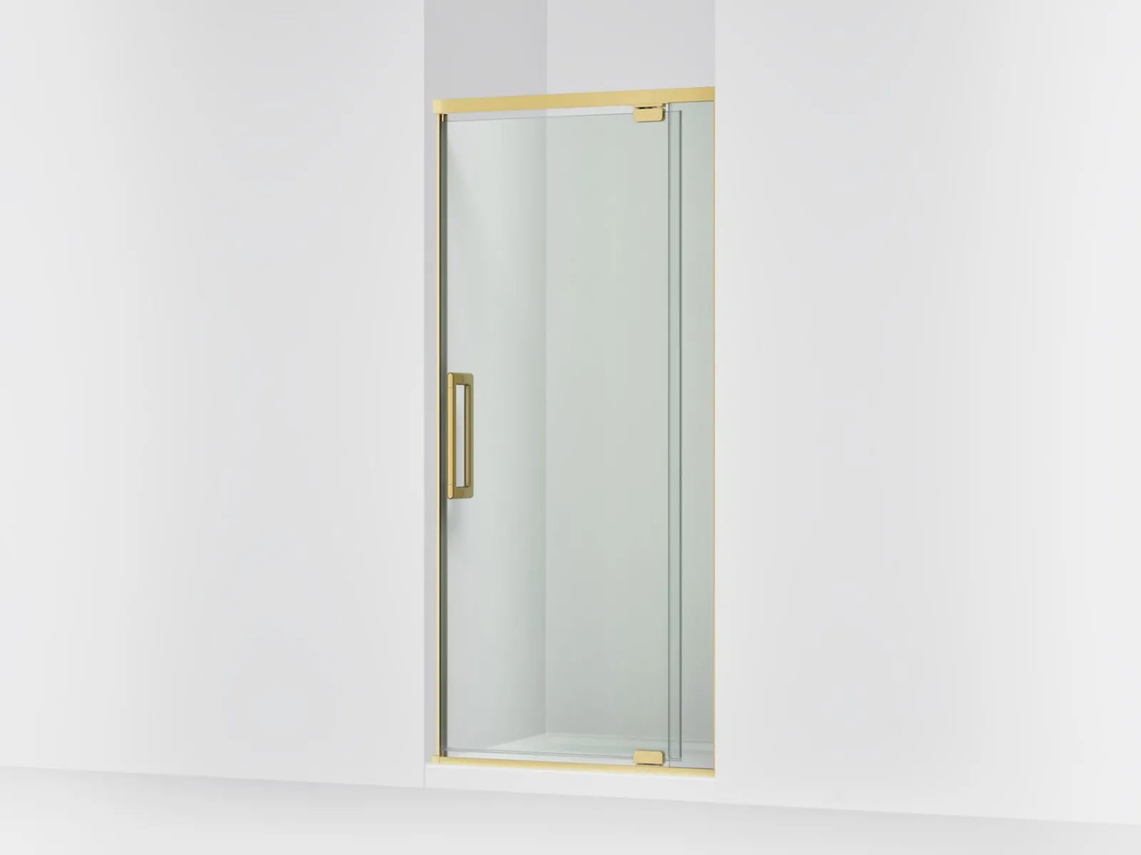 32"-36" W x 76" H pivot shower door with 5/16"-thick Crystal Clear glass^Kohler Clearance