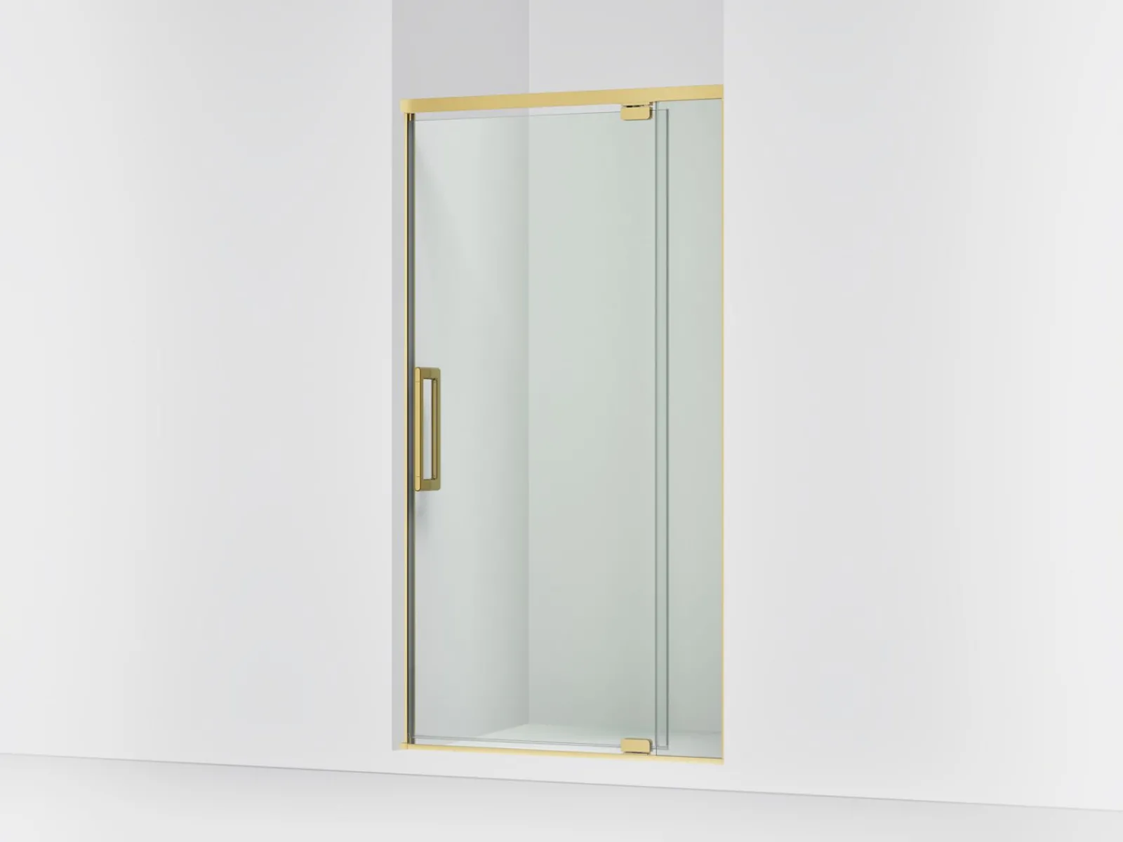 36"-42" W x 76" H pivot shower door with 5/16"-thick Crystal Clear glass^Kohler Outlet