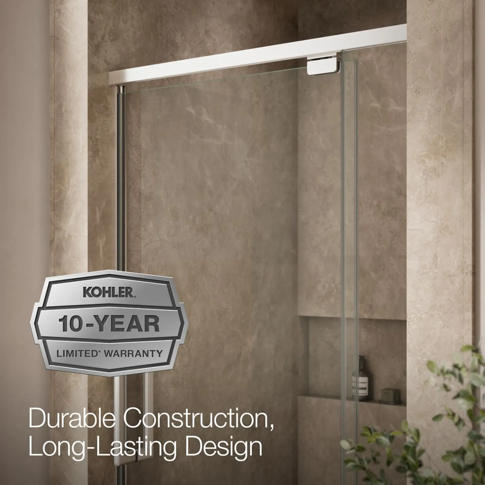 36"-42" W x 76" H pivot shower door with 5/16"-thick Crystal Clear glass^Kohler Outlet