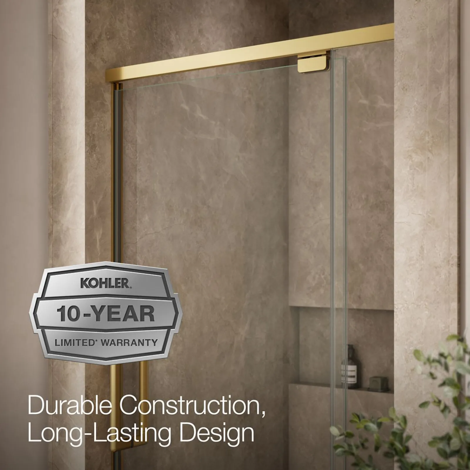36"-42" W x 76" H pivot shower door with 5/16"-thick Crystal Clear glass^Kohler Outlet