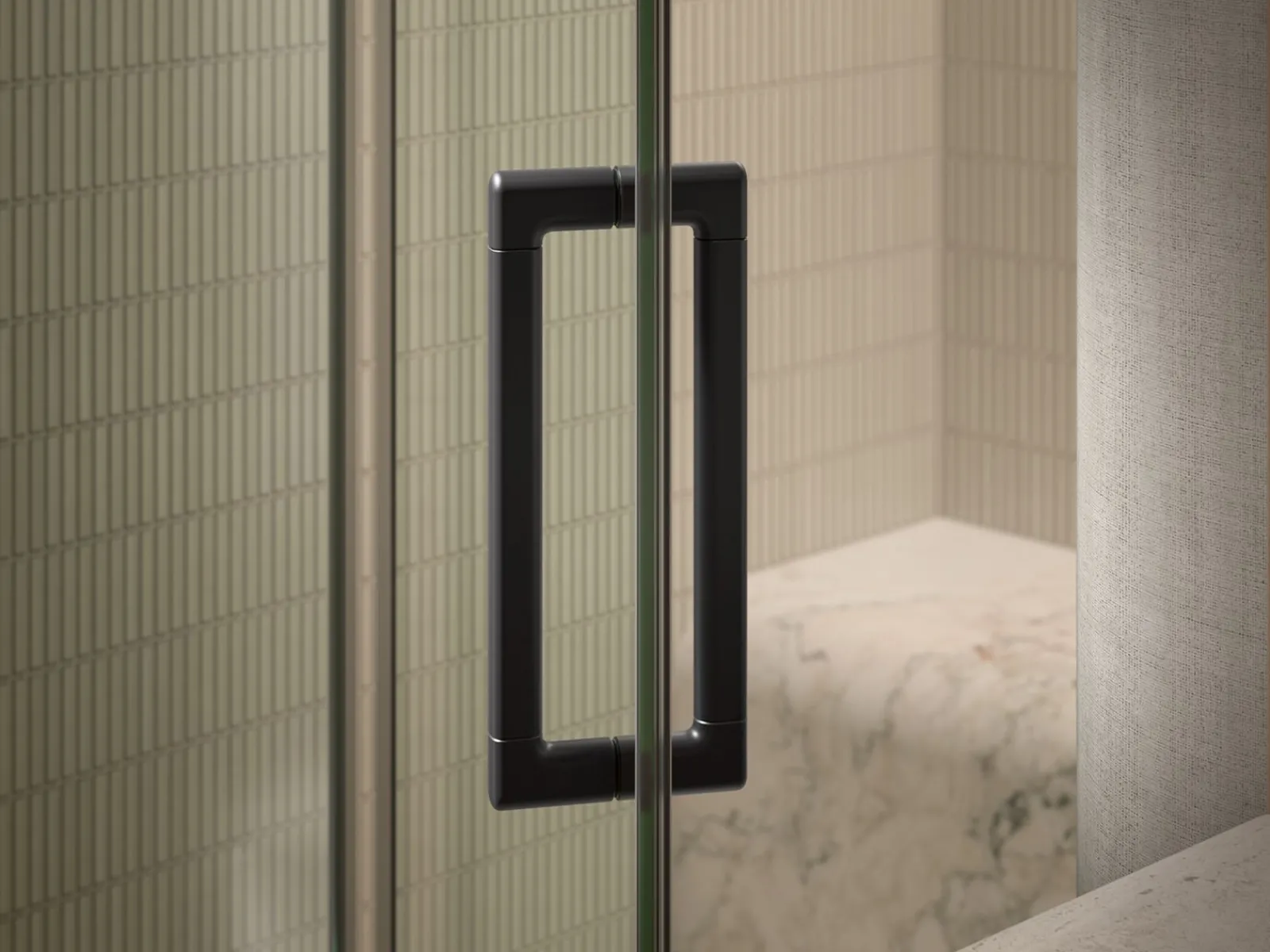 36"-42" W x 76" H pivot shower door with 5/16"-thick Crystal Clear glass^Kohler Outlet