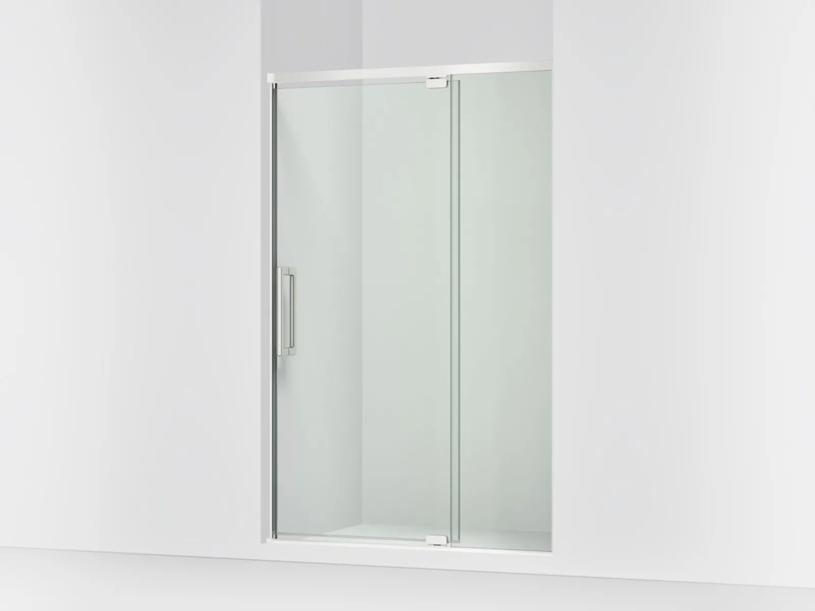 48"-54" W x 76" H pivot shower door with 5/16"-thick Crystal Clear glass^Kohler