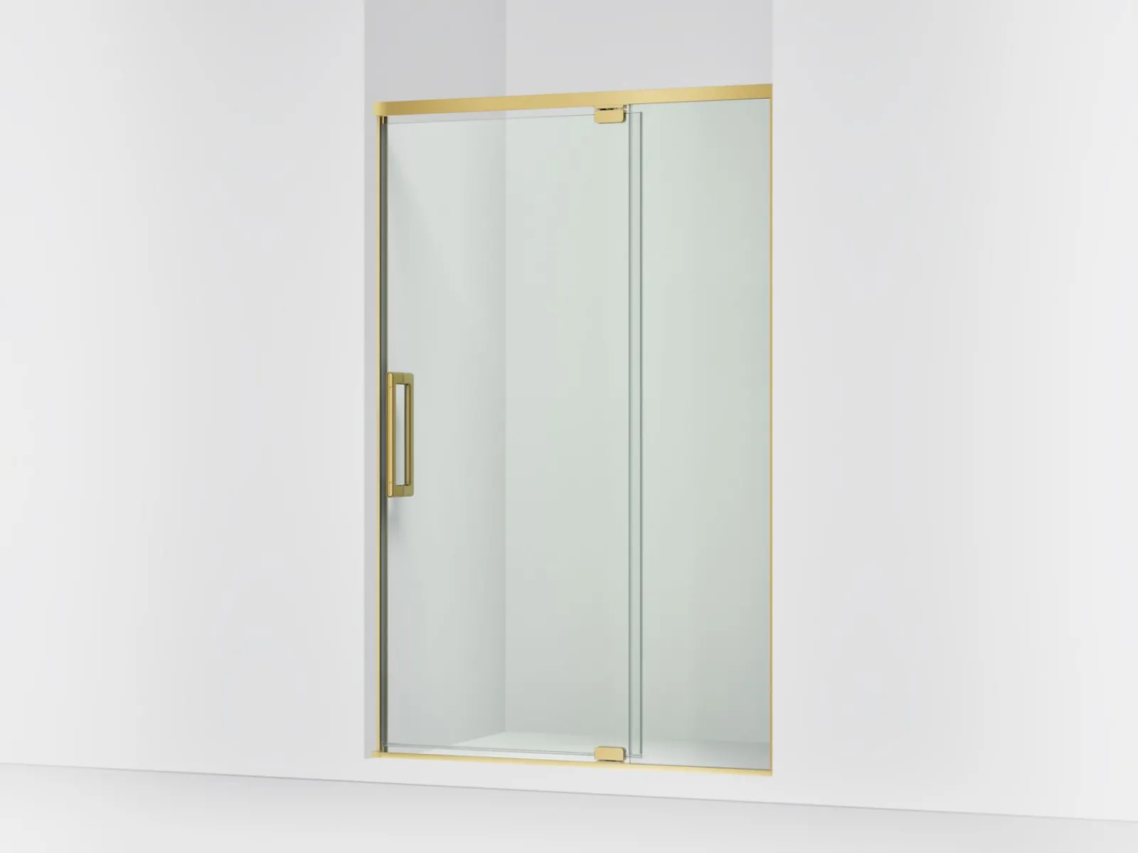 48"-54" W x 76" H pivot shower door with 5/16"-thick Crystal Clear glass^Kohler