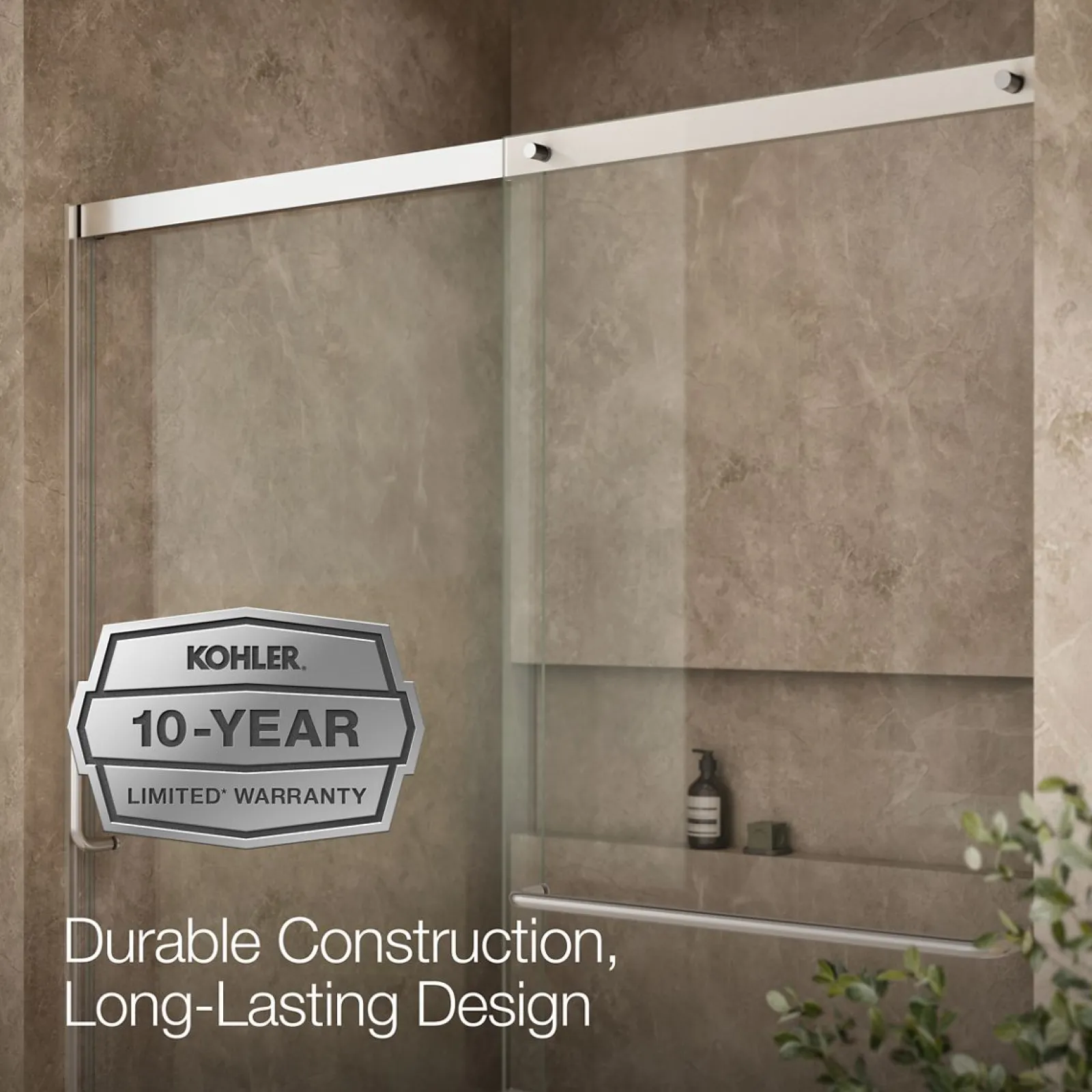 56-1/4"-59-5/8" W x 56-3/4" H sliding bath door with 5/16"-thick Crystal Clear glass^Kohler Best