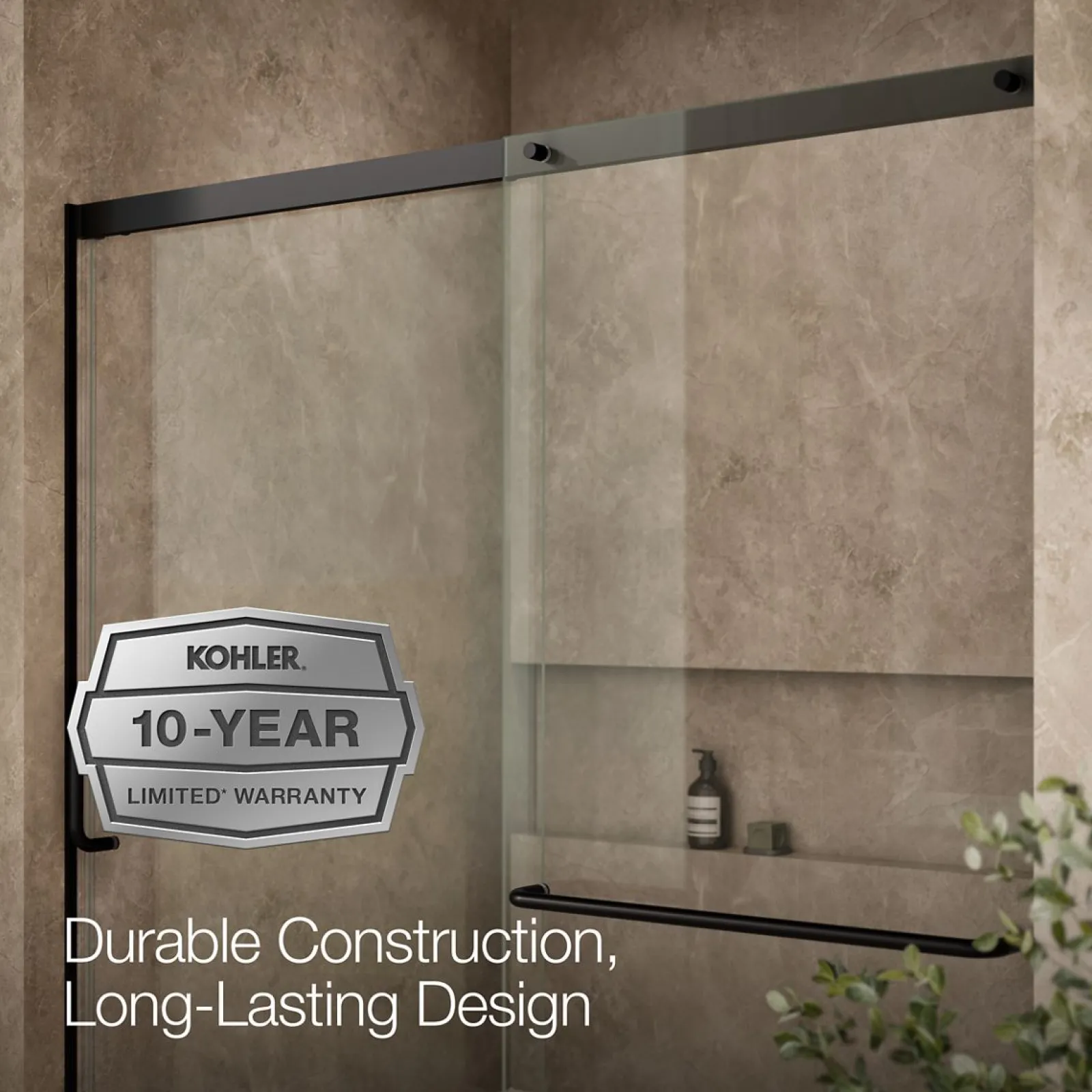56-1/4"-59-5/8" W x 56-3/4" H sliding bath door with 5/16"-thick Crystal Clear glass^Kohler Best
