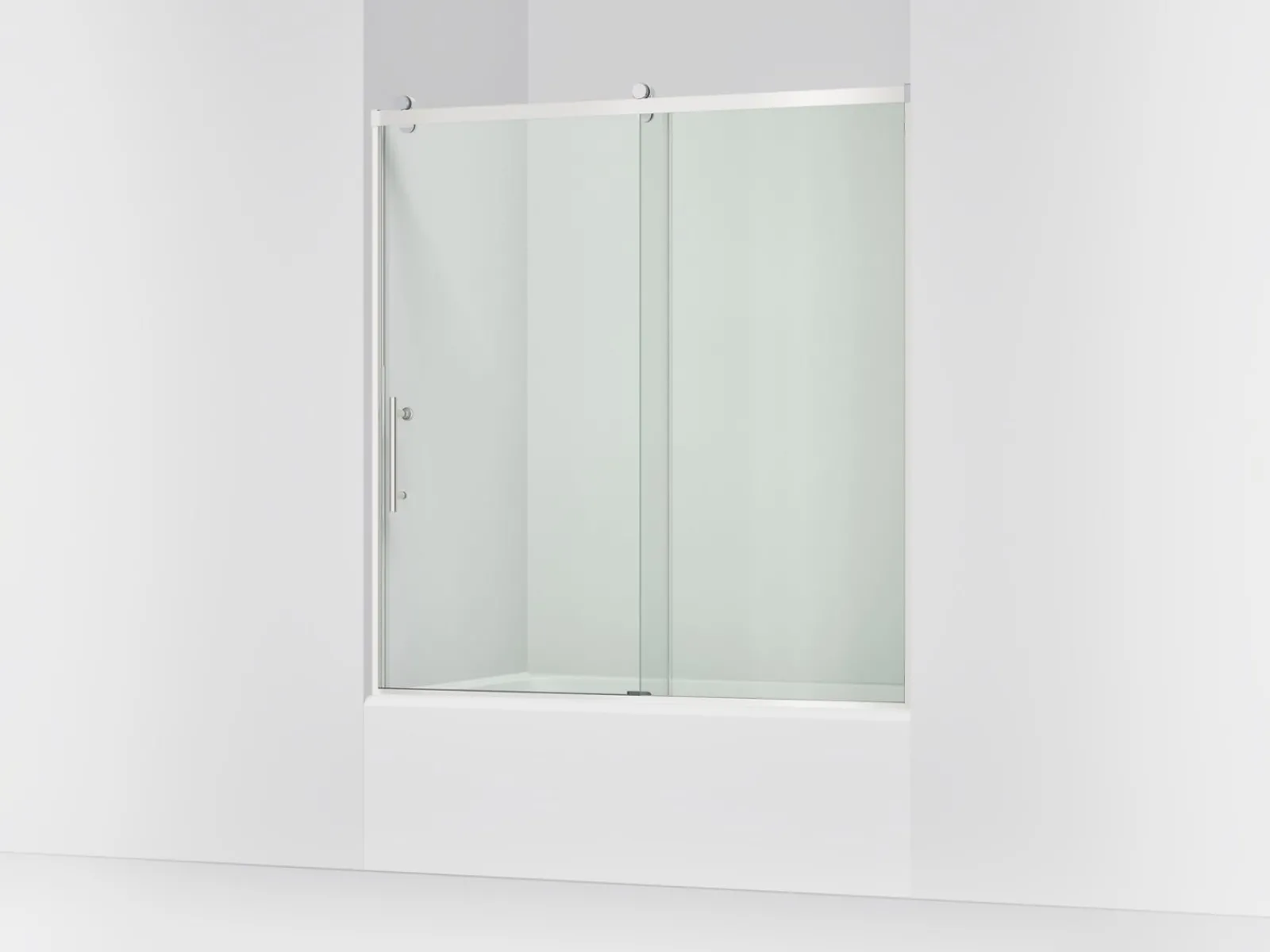 56-5/8"-59-5/8" W x 62-1/2" H sliding bath door with 3/8"-thick Crystal Clear glass^Kohler Online