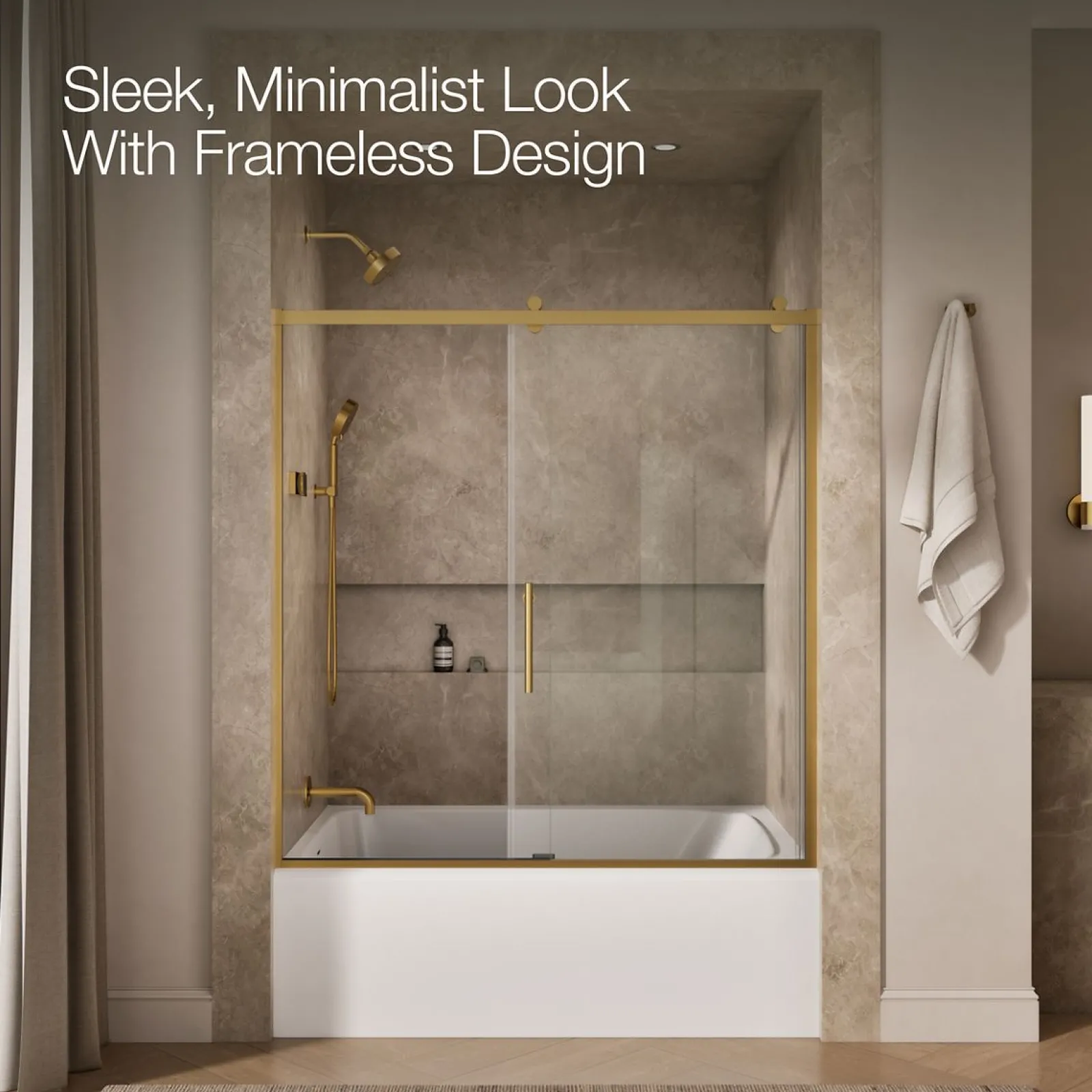 56-5/8"-59-5/8" W x 62-1/2" H sliding bath door with 3/8"-thick Crystal Clear glass^Kohler Online