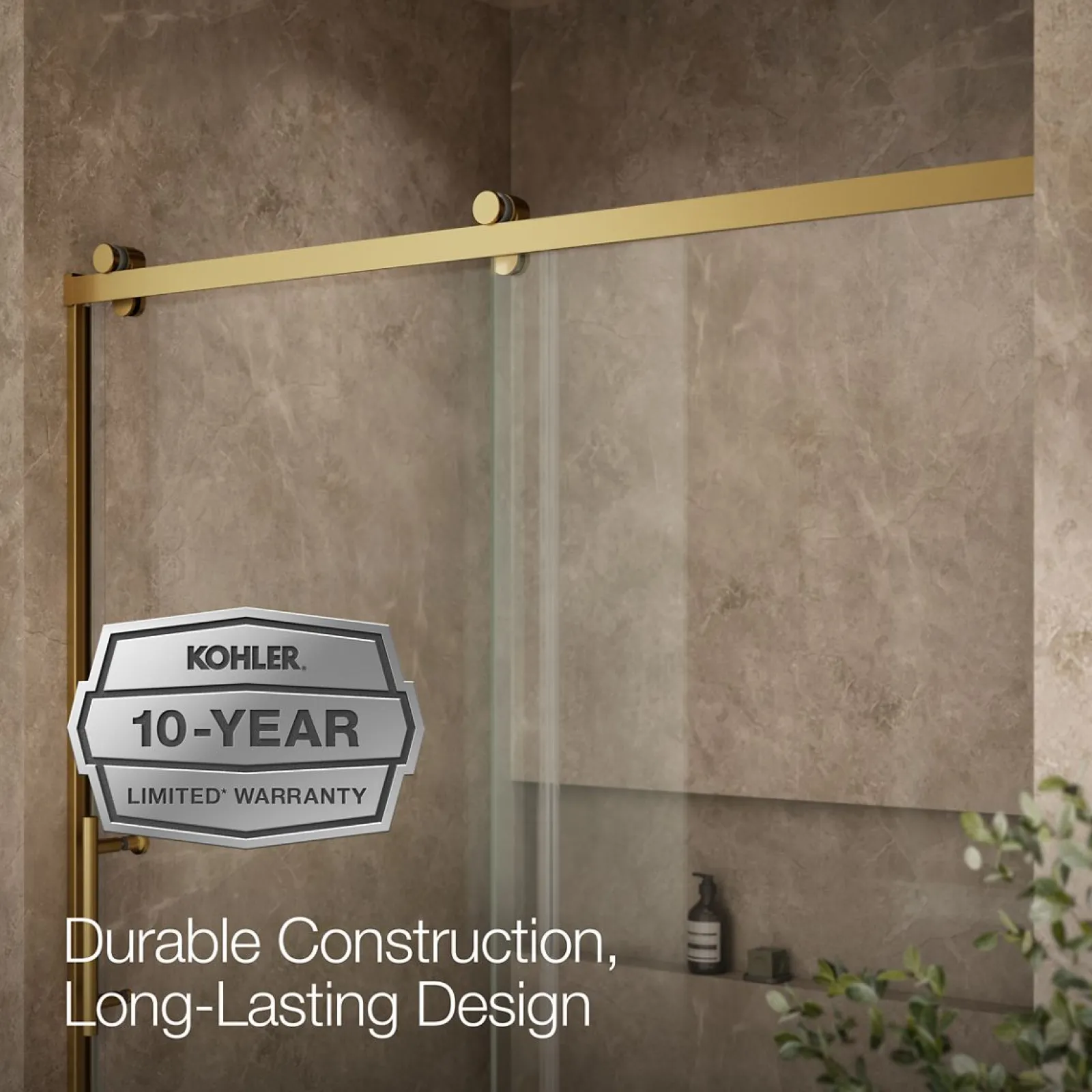 56-5/8"-59-5/8" W x 62-1/2" H sliding bath door with 3/8"-thick Crystal Clear glass^Kohler Online
