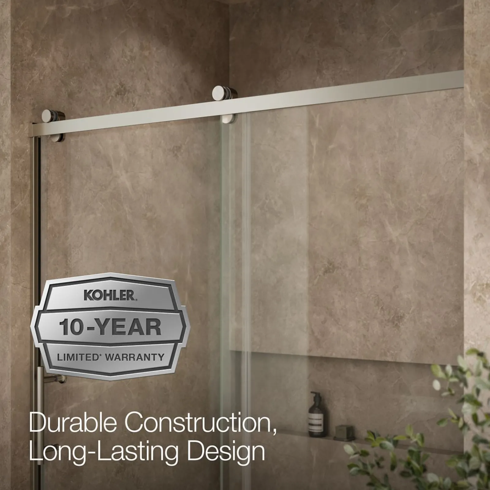 56-5/8"-59-5/8" W x 62-1/2" H sliding bath door with 3/8"-thick Crystal Clear glass^Kohler Online
