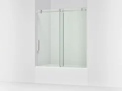56-1/8"-59-7/8" W x 62" H sliding bath door with 3/8"-thick Crystal Clear glass^Kohler New