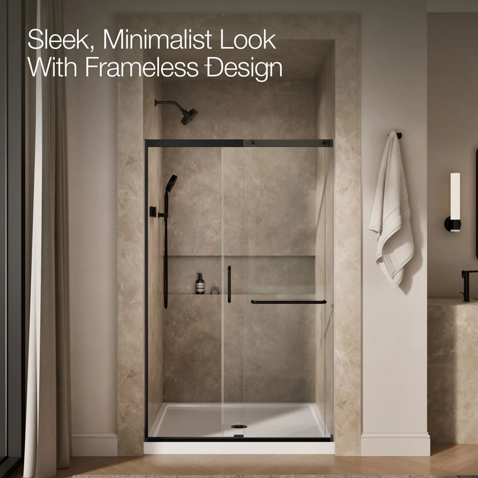 44-1/4"-47-5/8" W x 75-1/2" H sliding shower door with 5/16"-thick Crystal Clear glass^Kohler