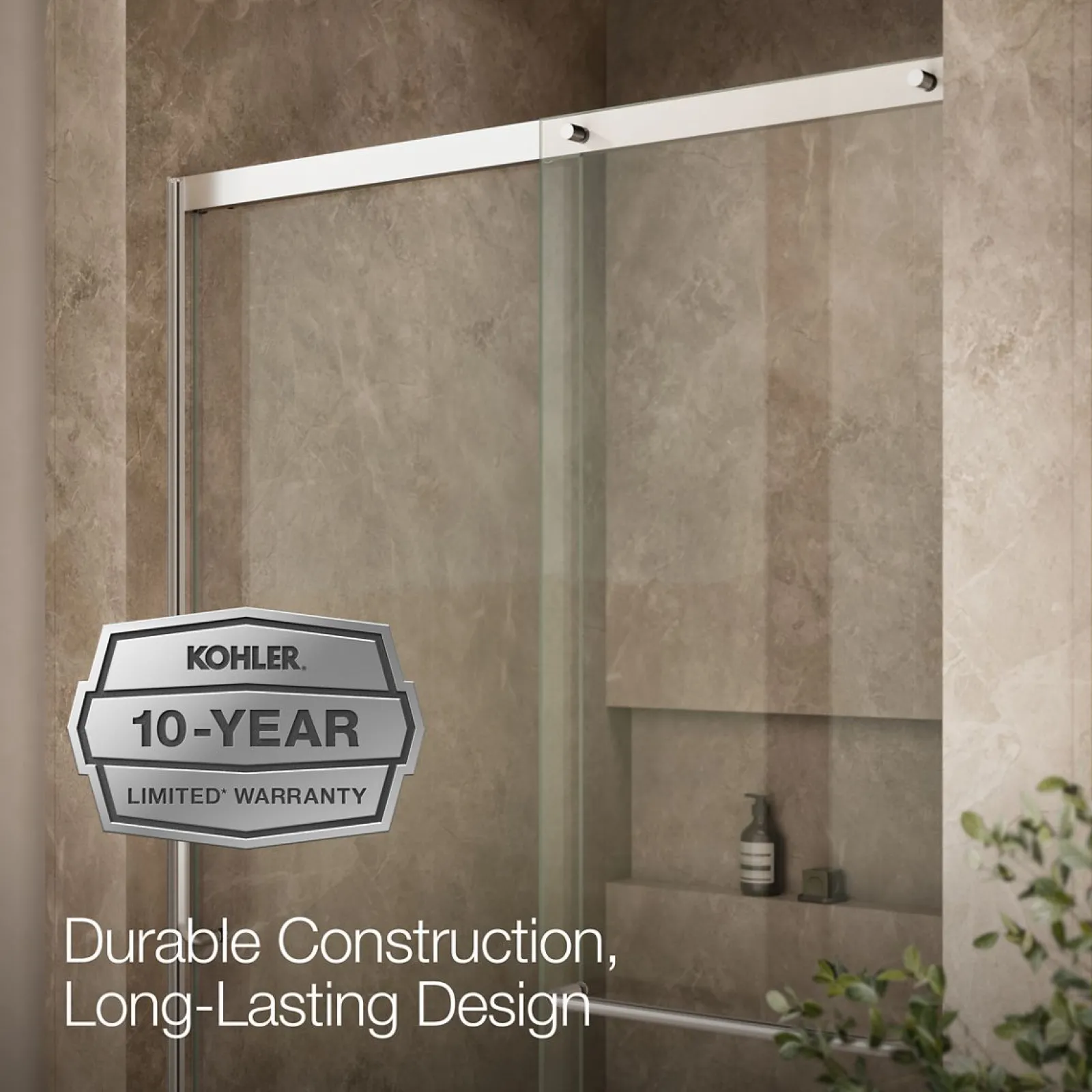 44-1/4"-47-5/8" W x 75-1/2" H sliding shower door with 5/16"-thick Crystal Clear glass^Kohler