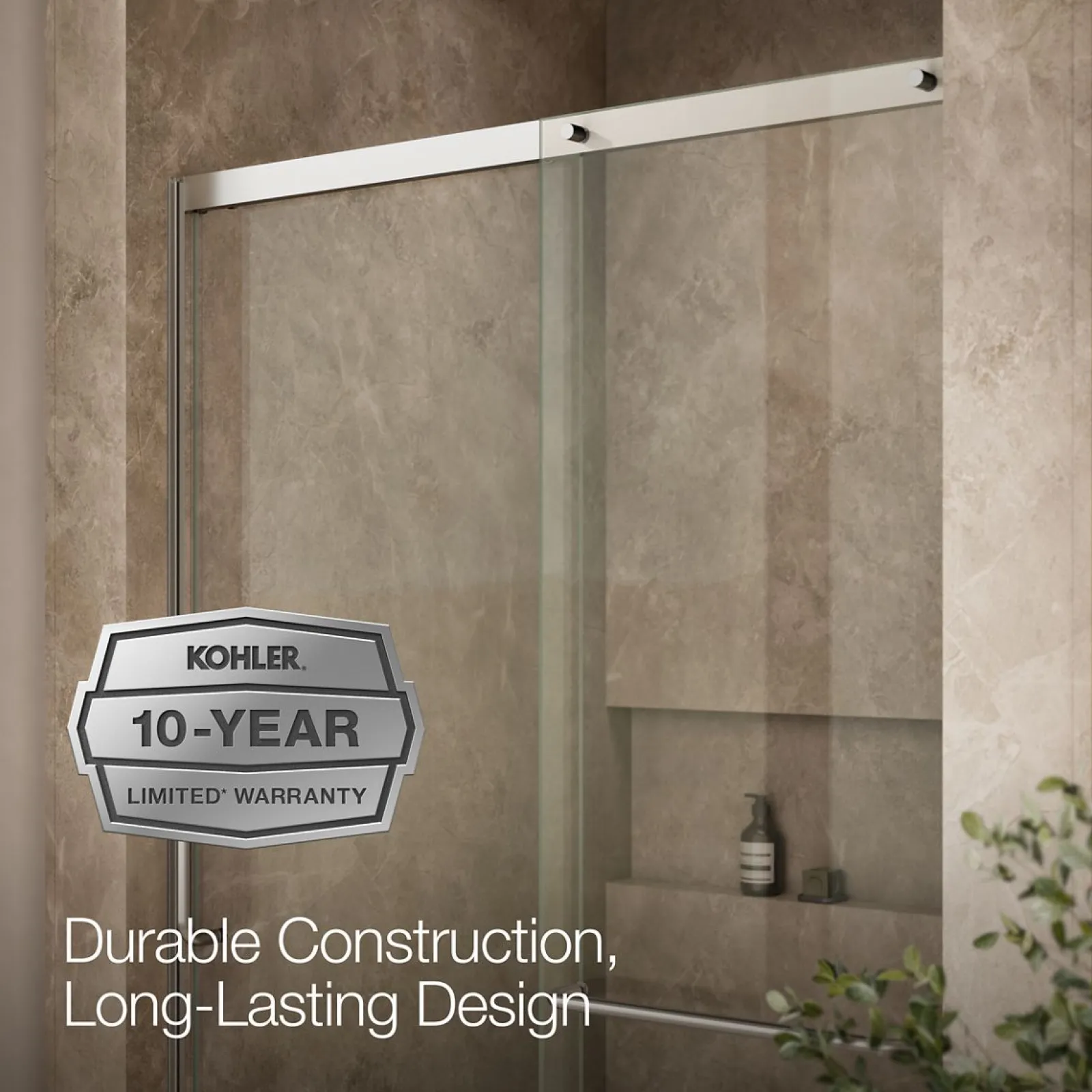 44-1/4"-47-5/8" W x 75-1/2" H sliding shower door with 5/16"-thick Crystal Clear glass^Kohler
