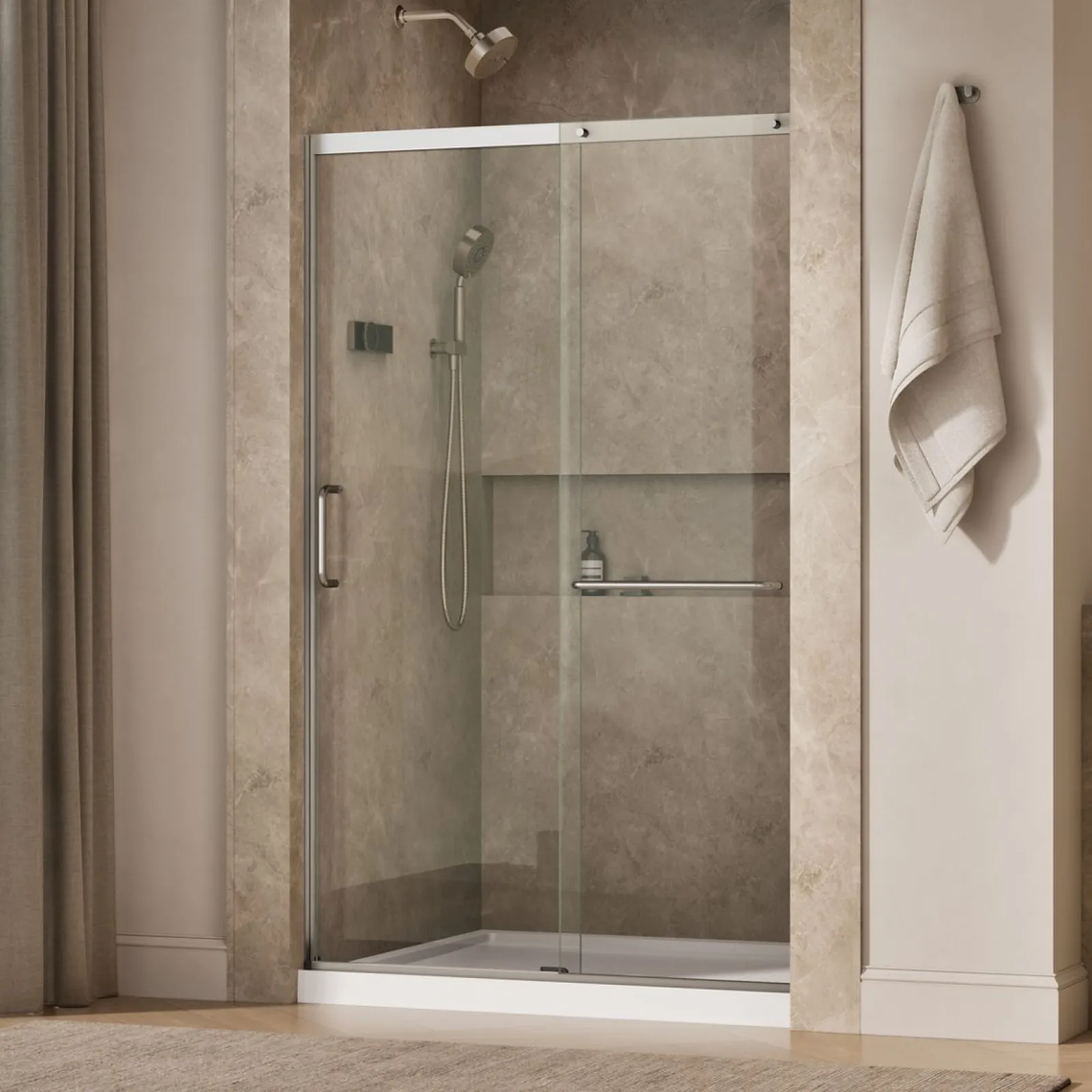 44-1/4"-47-5/8" W x 75-1/2" H sliding shower door with 5/16"-thick Crystal Clear glass^Kohler