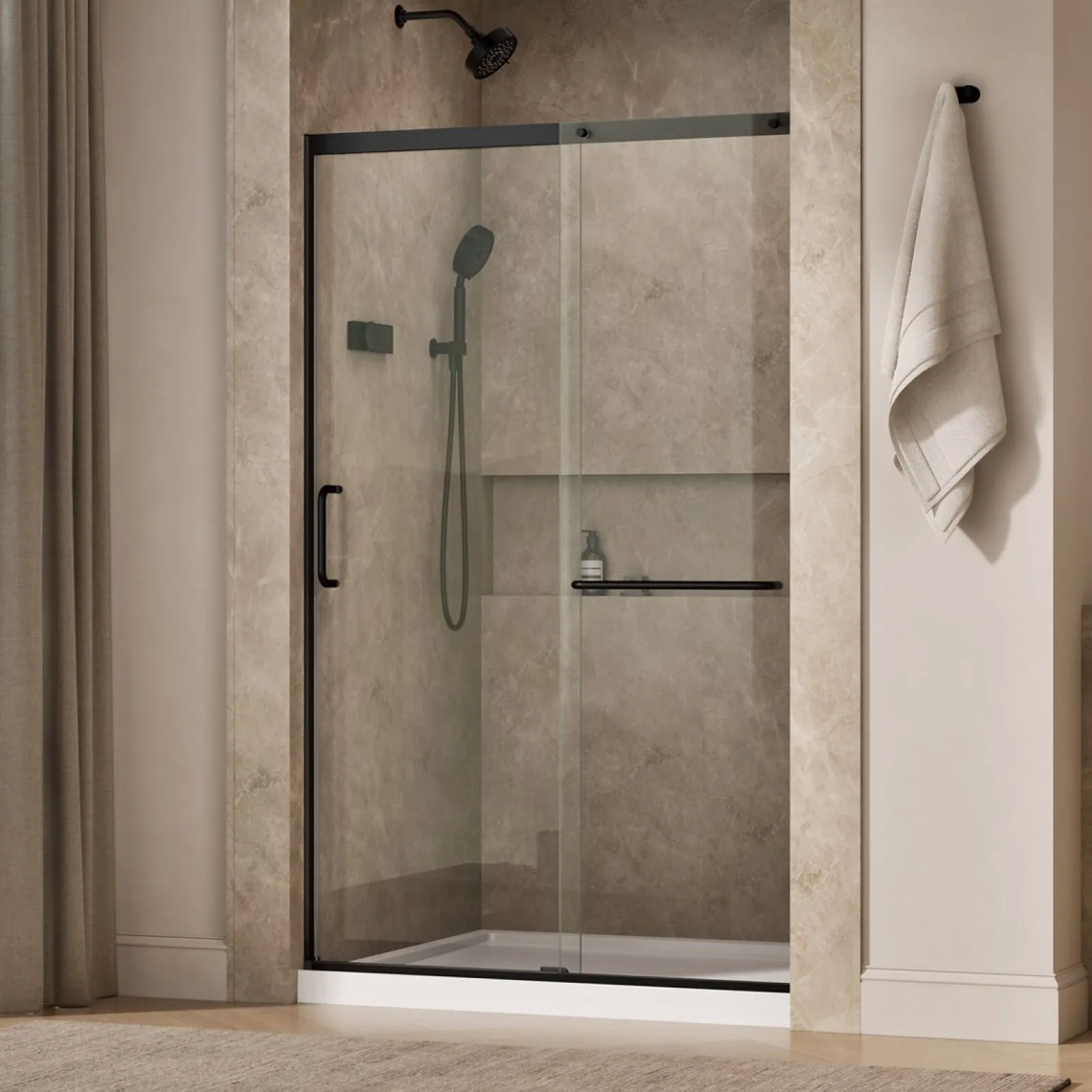 44-1/4"-47-5/8" W x 75-1/2" H sliding shower door with 5/16"-thick Crystal Clear glass^Kohler