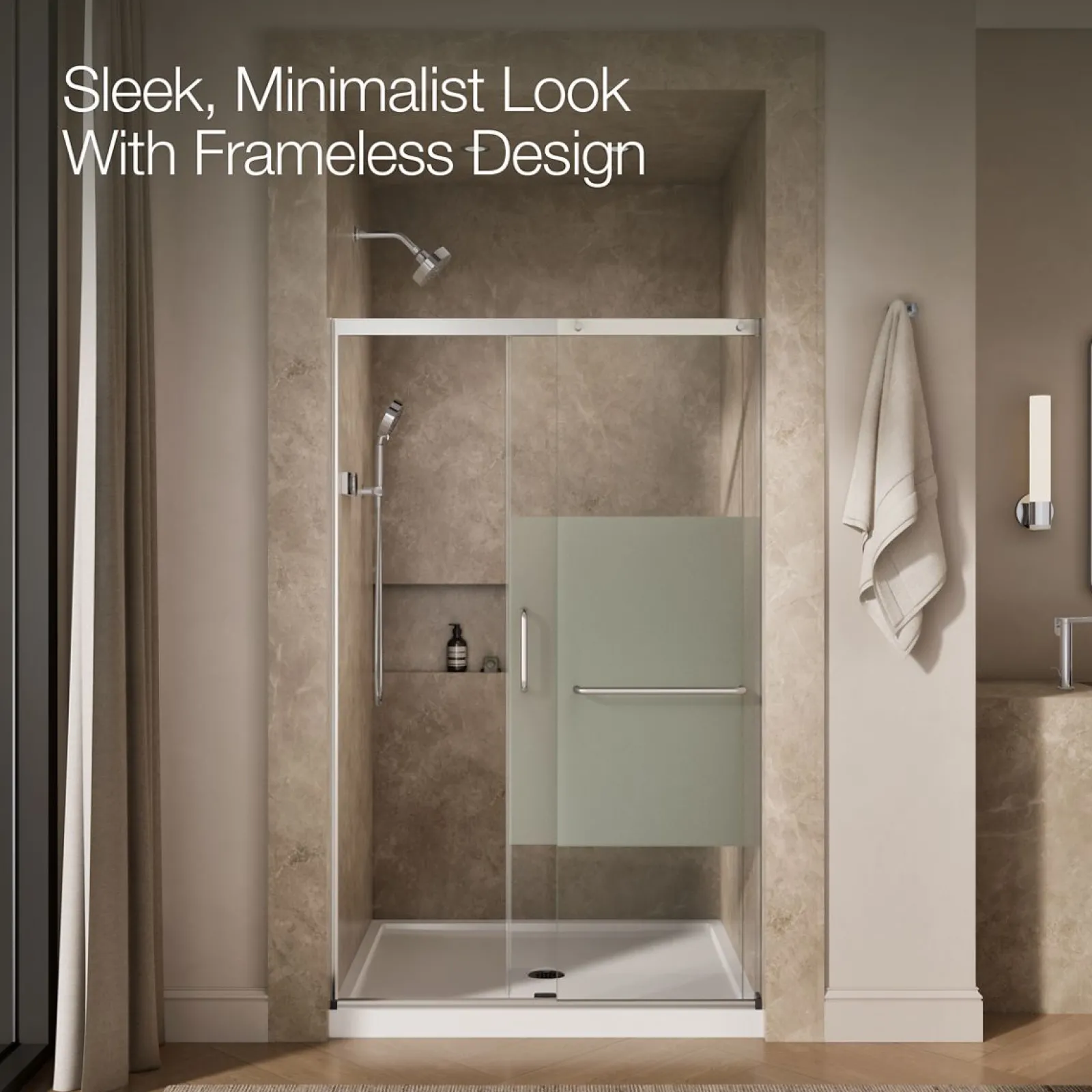 44-1/4"-47-5/8" W x 75-1/2" H sliding shower door with 5/16"-thick Crystal Clear glass^Kohler