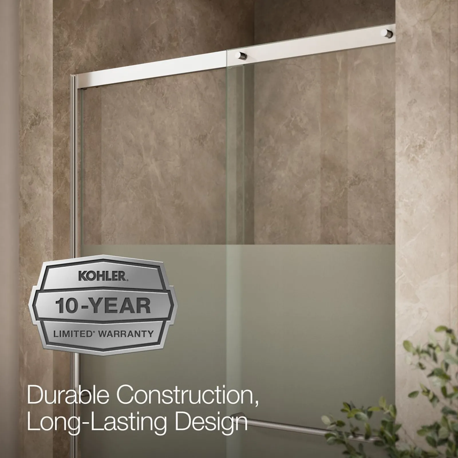 44-1/4"-47-5/8" W x 75-1/2" H sliding shower door with 5/16"-thick Crystal Clear glass^Kohler
