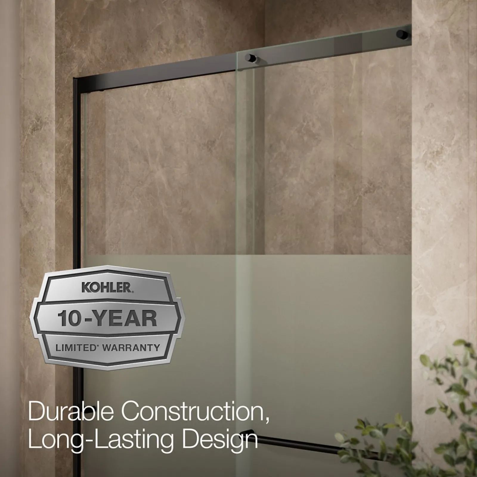 44-1/4"-47-5/8" W x 75-1/2" H sliding shower door with 5/16"-thick Crystal Clear glass^Kohler