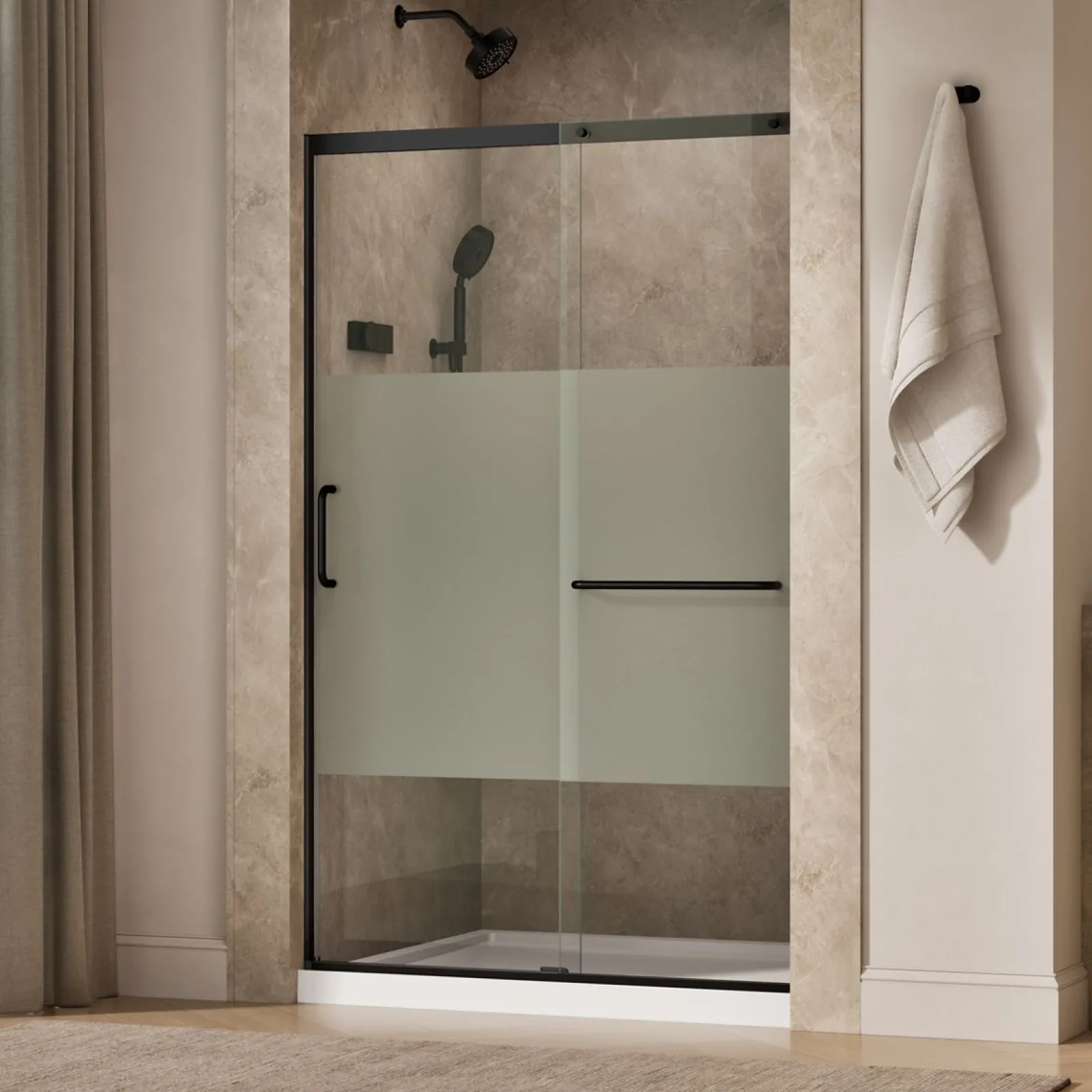44-1/4"-47-5/8" W x 75-1/2" H sliding shower door with 5/16"-thick Crystal Clear glass^Kohler