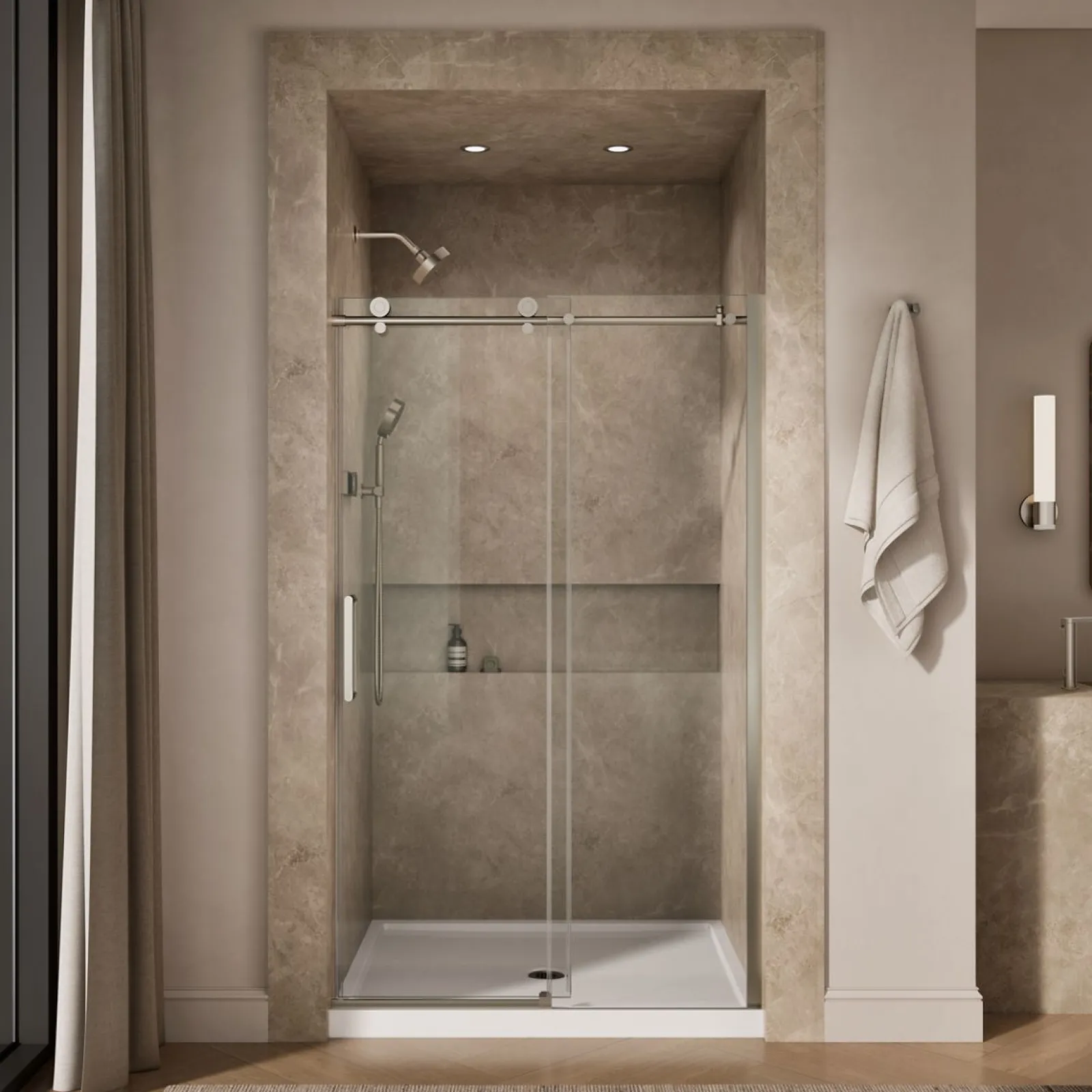44-1/8"-47-7/8" W x 78" H sliding shower door with 3/8"-thick Crystal Clear glass^Kohler Discount