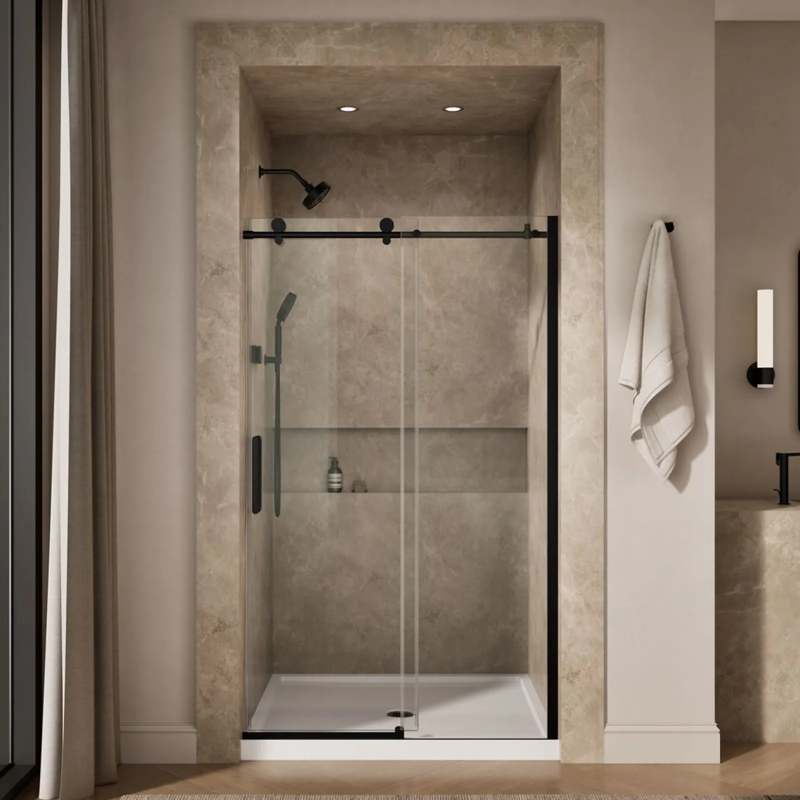 44-1/8"-47-7/8" W x 78" H sliding shower door with 3/8"-thick Crystal Clear glass^Kohler Discount