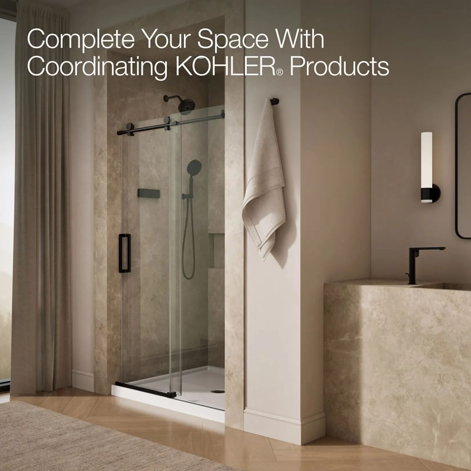 44-1/8"-47-7/8" W x 78" H sliding shower door with 3/8"-thick Crystal Clear glass^Kohler Discount