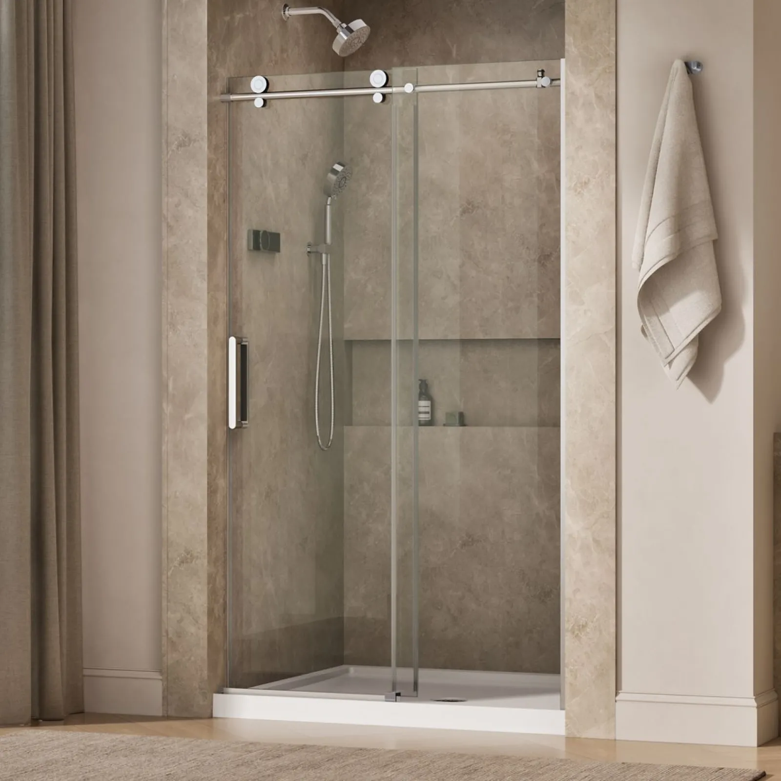 44-1/8"-47-7/8" W x 78" H sliding shower door with 3/8"-thick Crystal Clear glass^Kohler Discount
