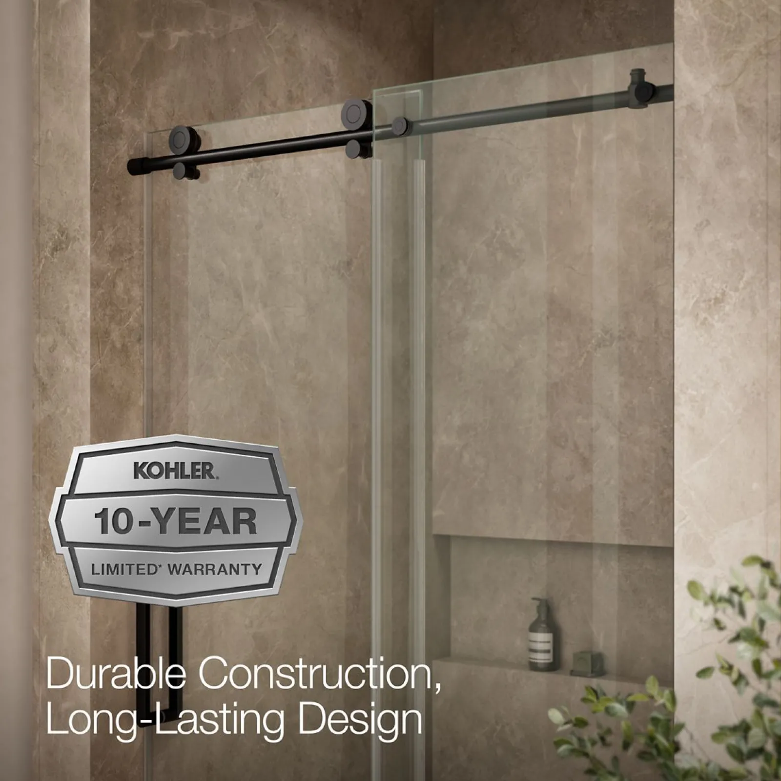 44-1/8"-47-7/8" W x 78" H sliding shower door with 3/8"-thick Crystal Clear glass^Kohler Discount
