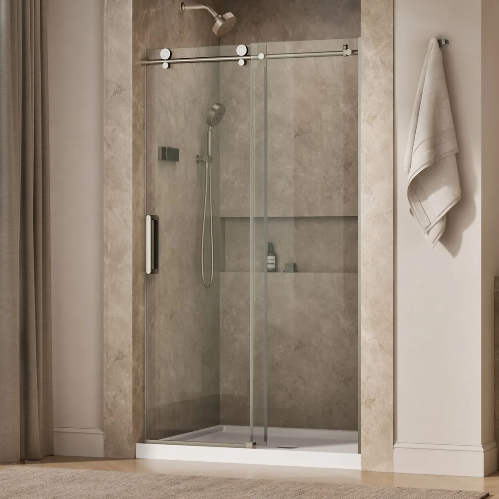 44-1/8"-47-7/8" W x 78" H sliding shower door with 3/8"-thick Crystal Clear glass^Kohler Discount