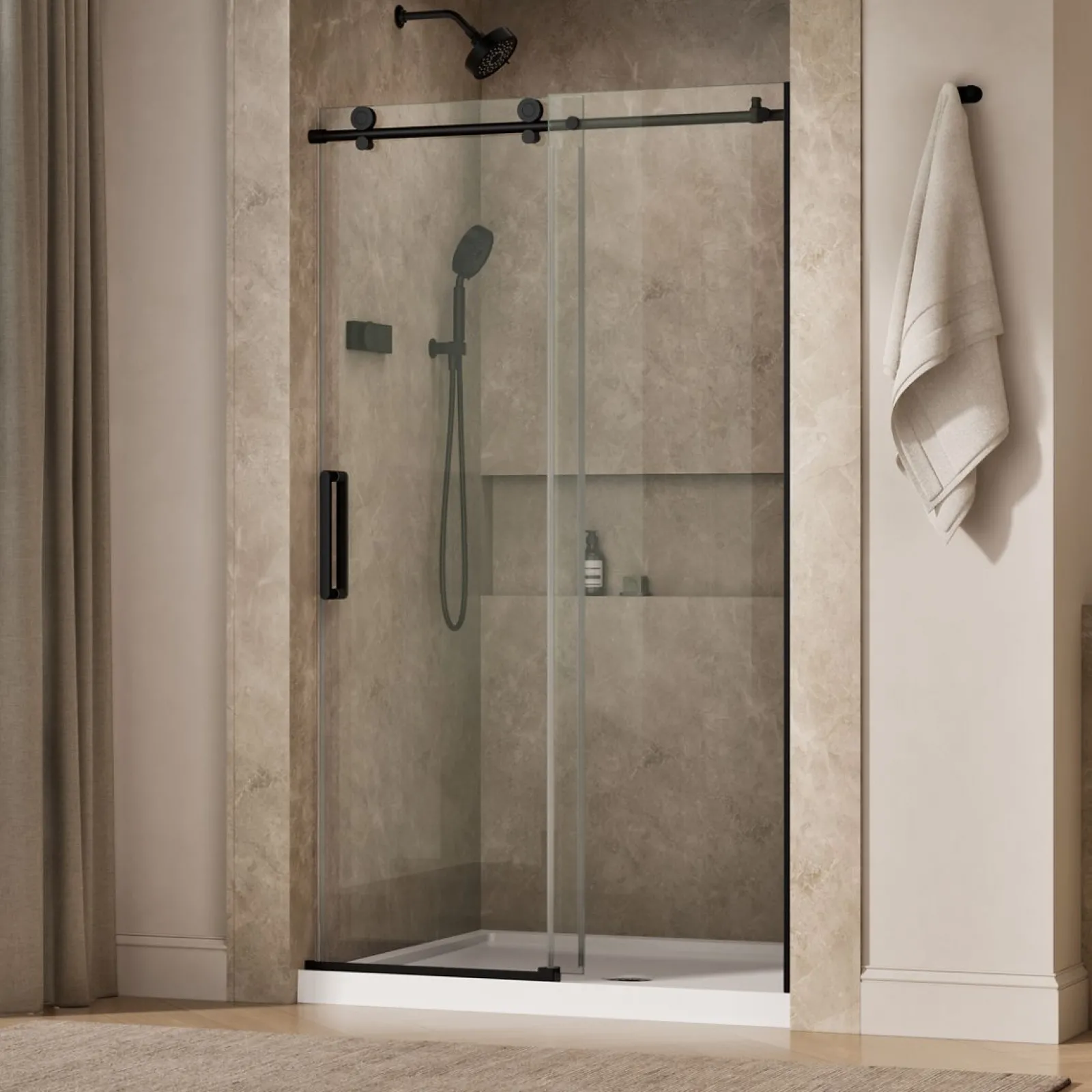 44-1/8"-47-7/8" W x 78" H sliding shower door with 3/8"-thick Crystal Clear glass^Kohler Discount