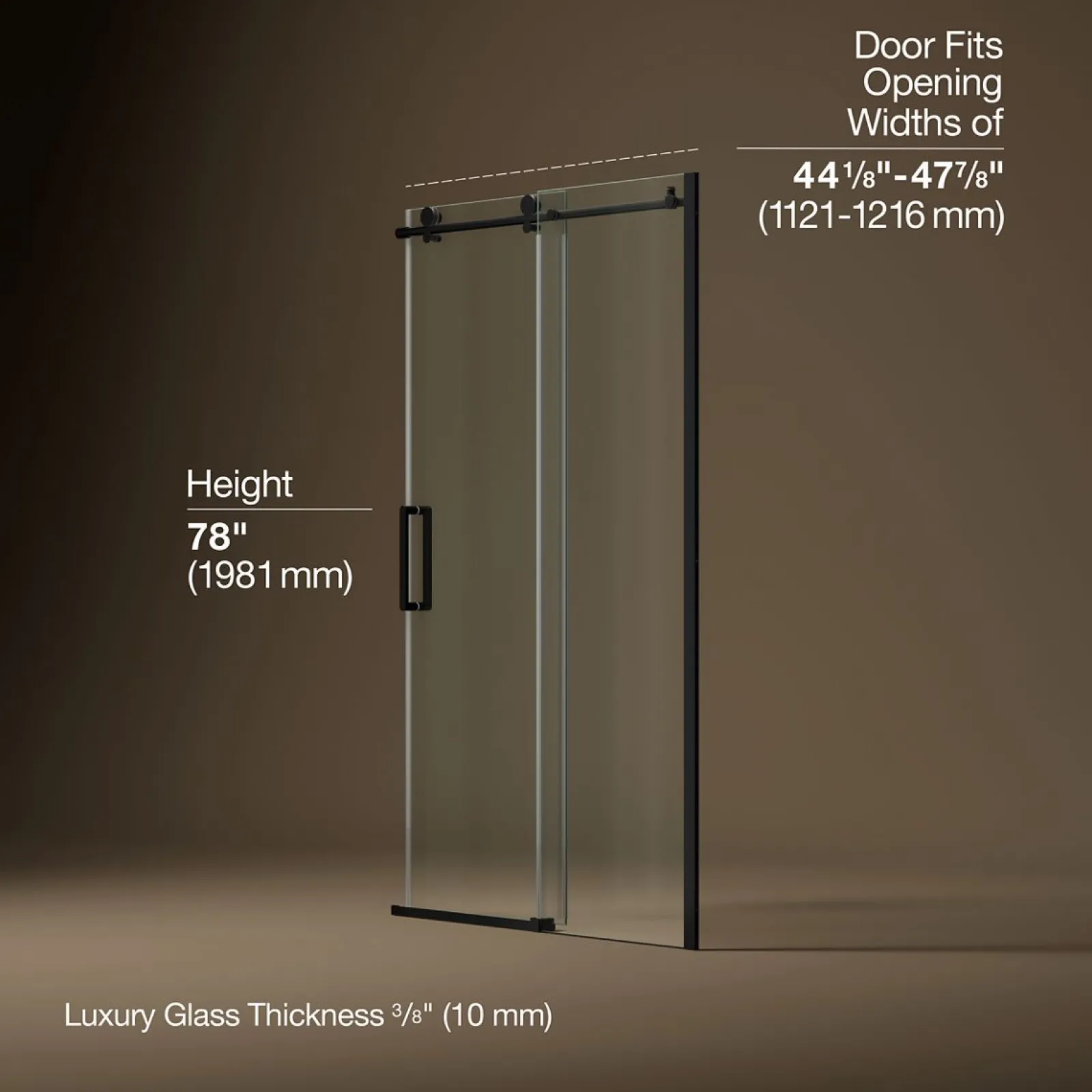 44-1/8"-47-7/8" W x 78" H sliding shower door with 3/8"-thick Crystal Clear glass^Kohler Discount