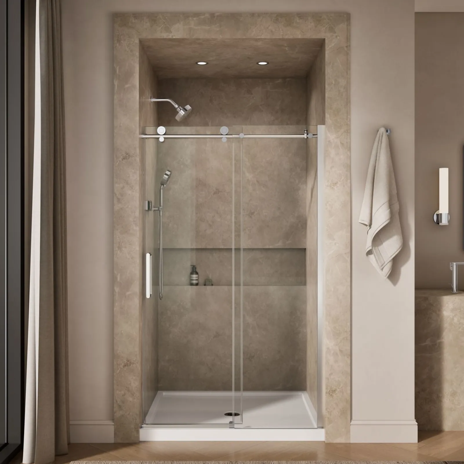 44-1/8"-47-7/8" W x 78" H sliding shower door with 3/8"-thick Crystal Clear glass^Kohler Discount