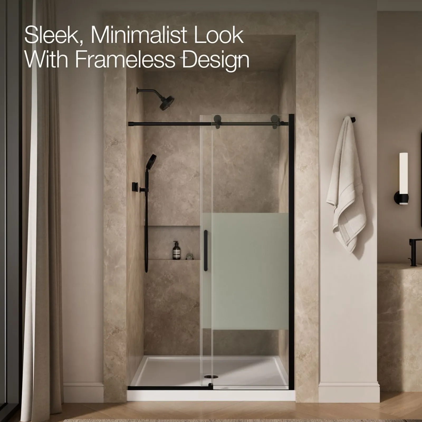 44-1/8"-47-7/8" W x 78" H sliding shower door with 3/8"-thick Crystal Clear glass^Kohler