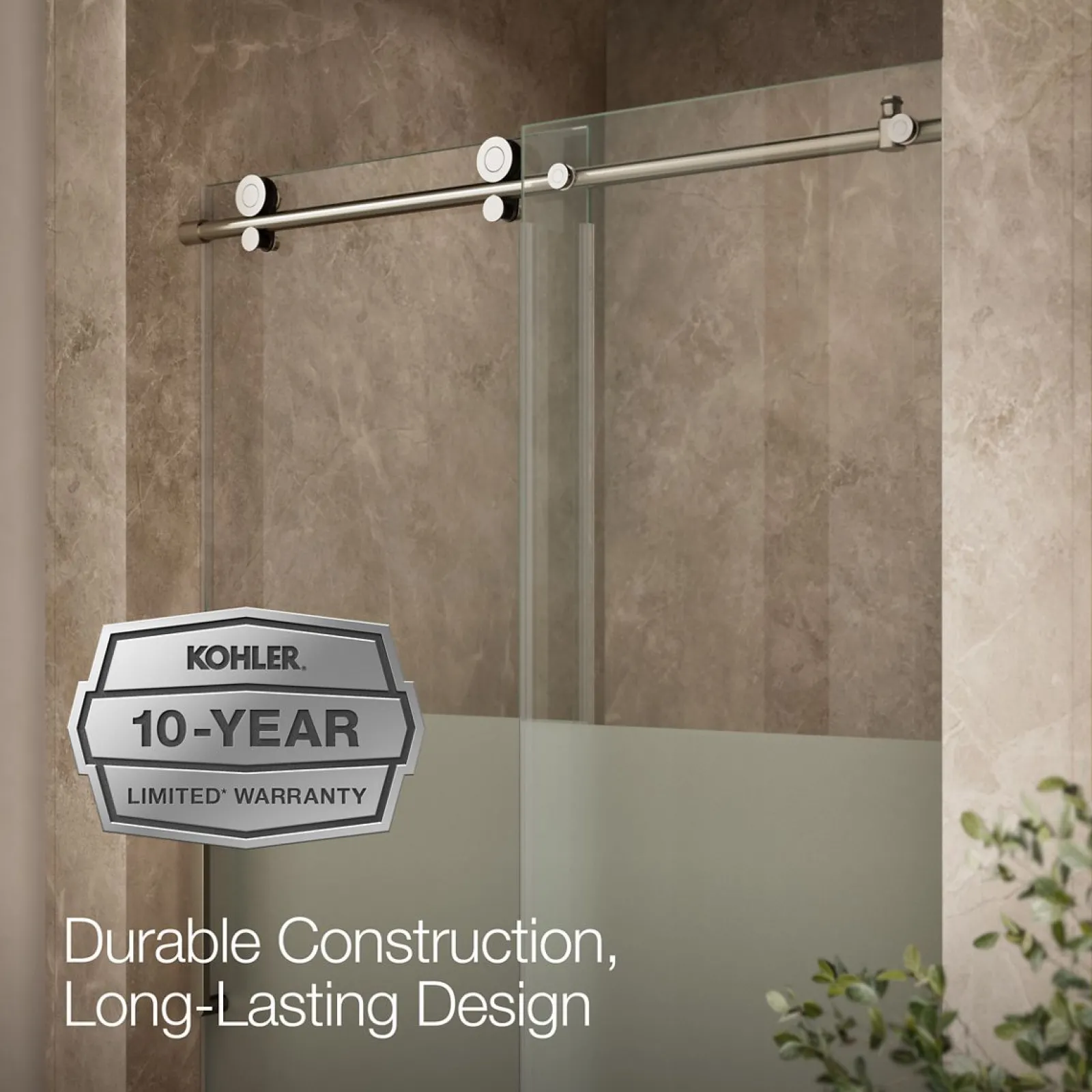 44-1/8"-47-7/8" W x 78" H sliding shower door with 3/8"-thick Crystal Clear glass^Kohler